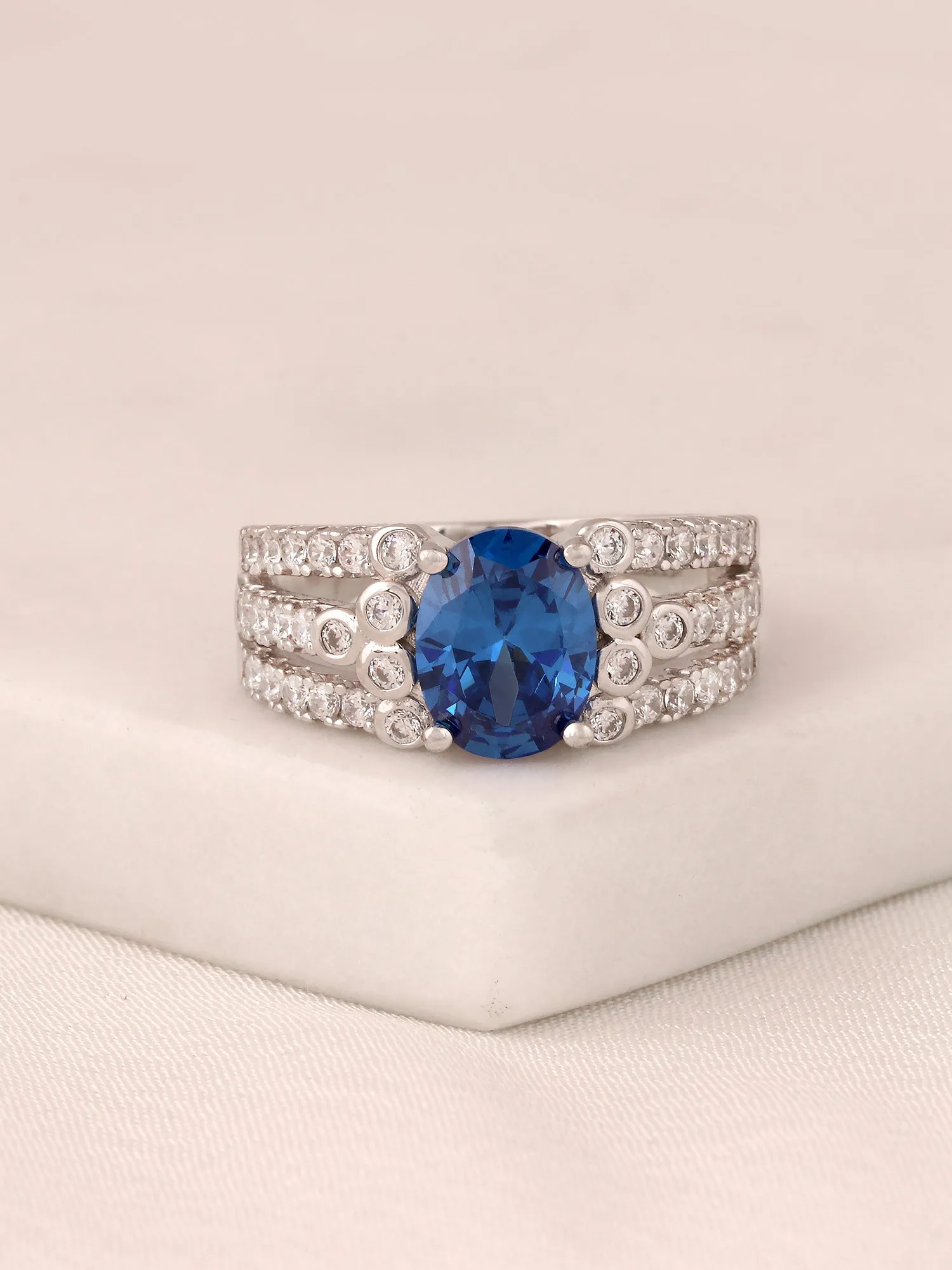 2.5 Carat Oval Sapphire Solitaire Cluster Ring