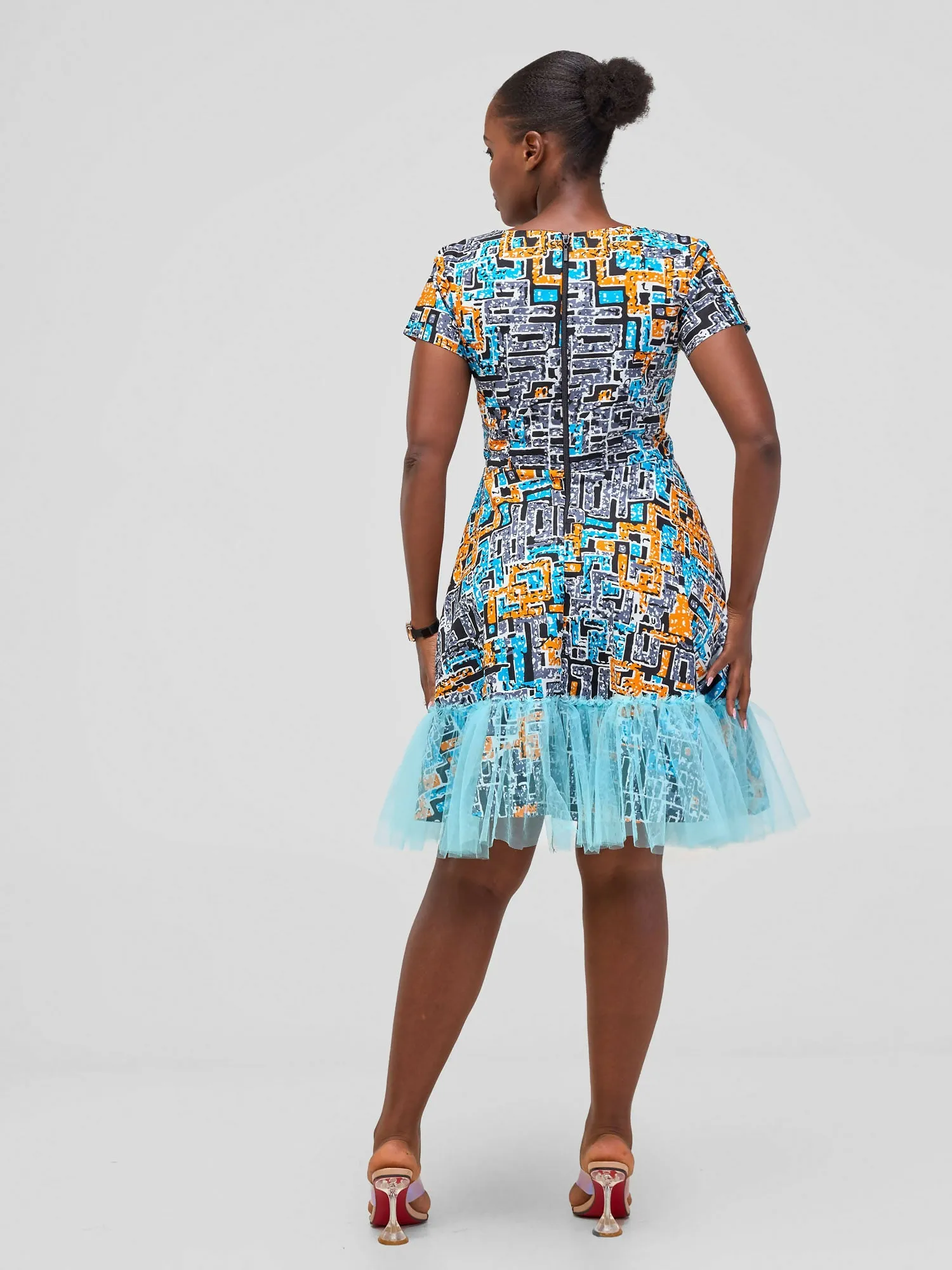 Afafla Ankara Party Dress - Blue