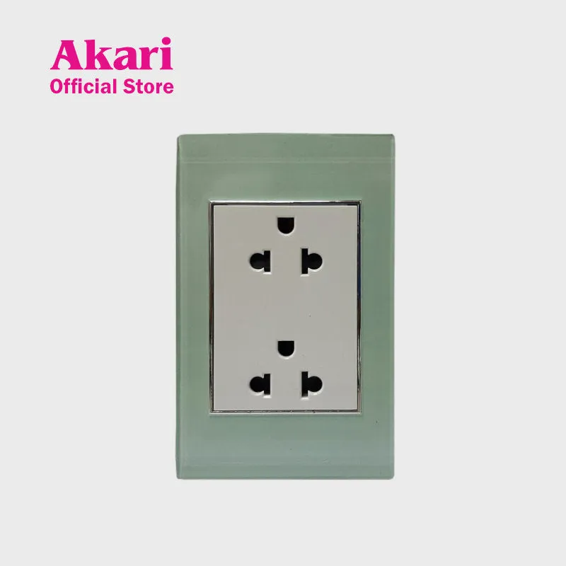 Akari Double Universal Ground Outlet, 16A, 250V, Glass (AWG-202)