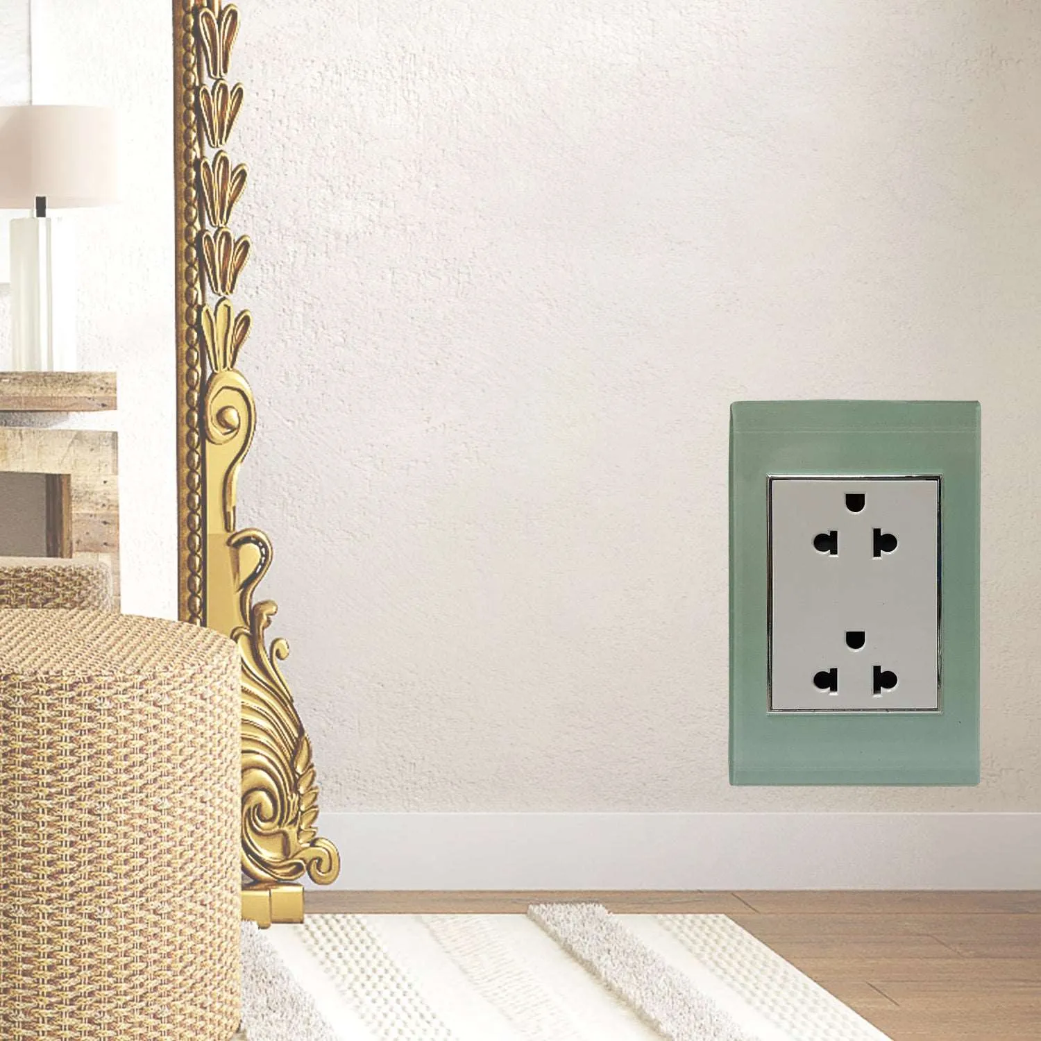 Akari Double Universal Ground Outlet, 16A, 250V, Glass (AWG-202)