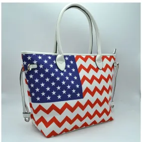 American Flag Tote - white