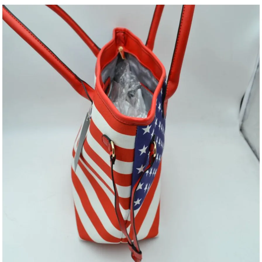 American Flag Tote - white