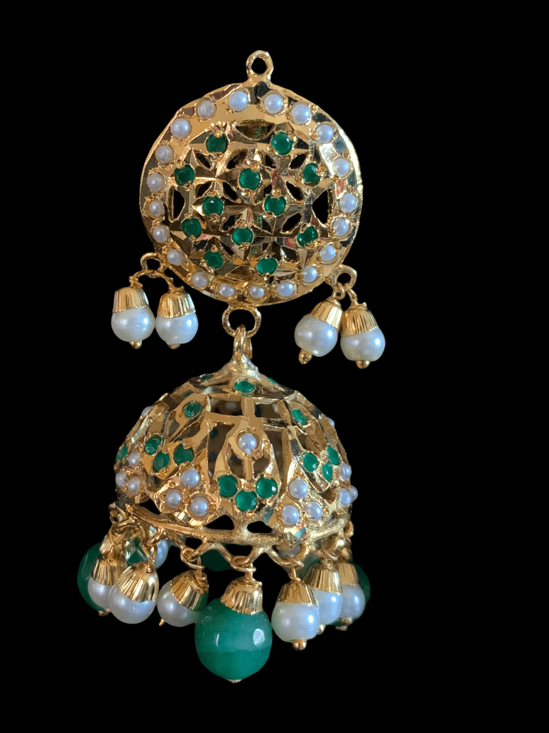 Arya Punjabi Jadau jhumka in emeralds  ( SHIPS IN 3 WEEKS )