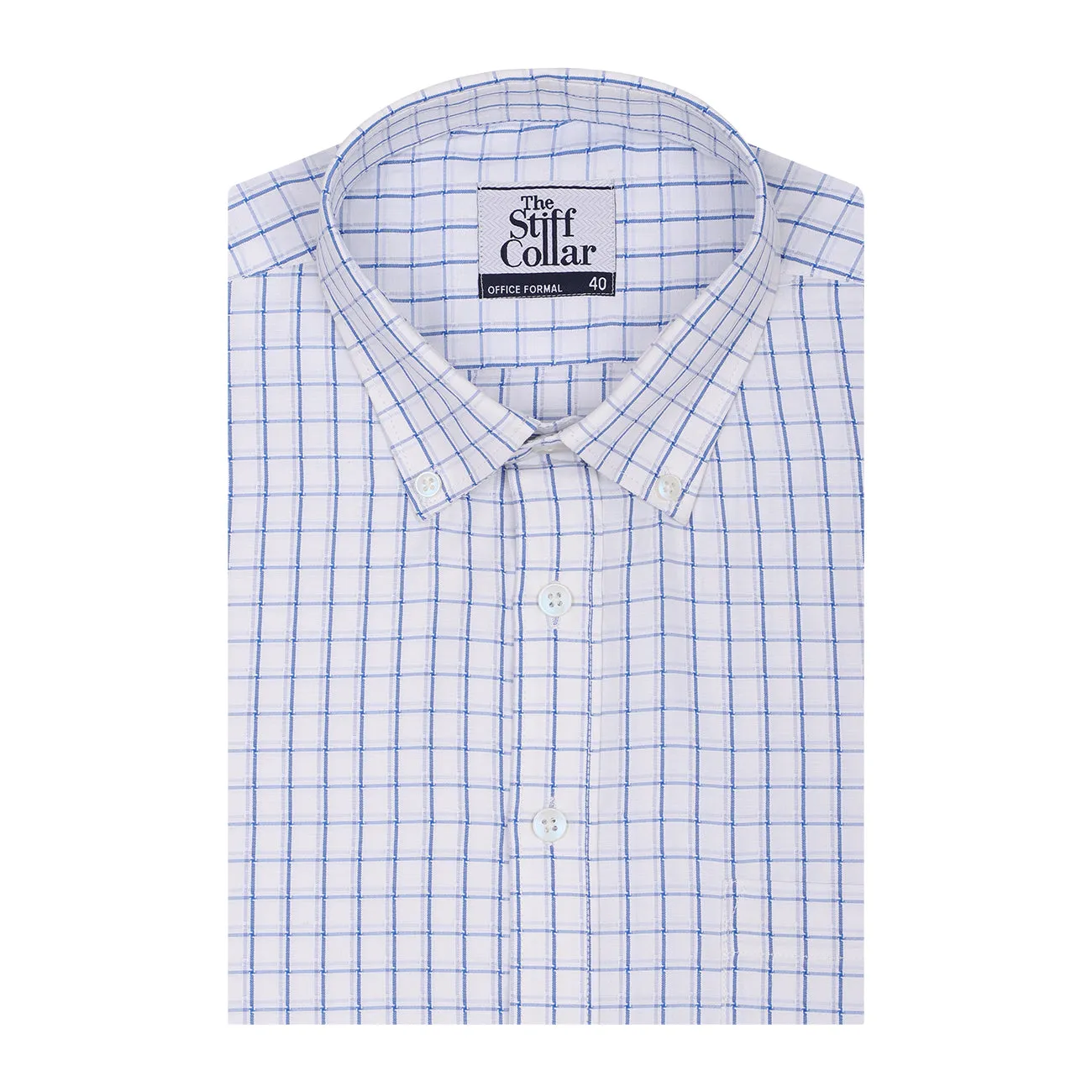 Barboni Blue Checks Button Down Non Iron Shirt