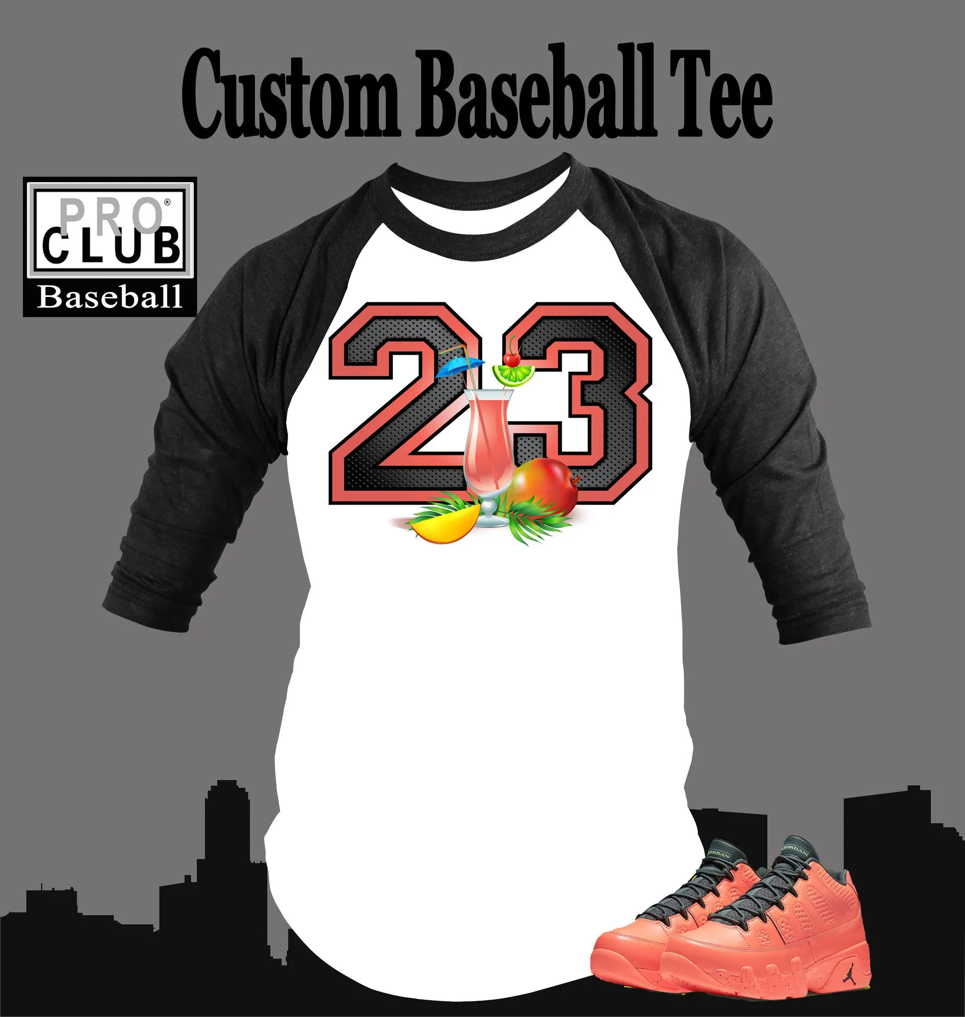 Baseball T Shirt to Match Retro Air Jordan 9 Mango Shoe