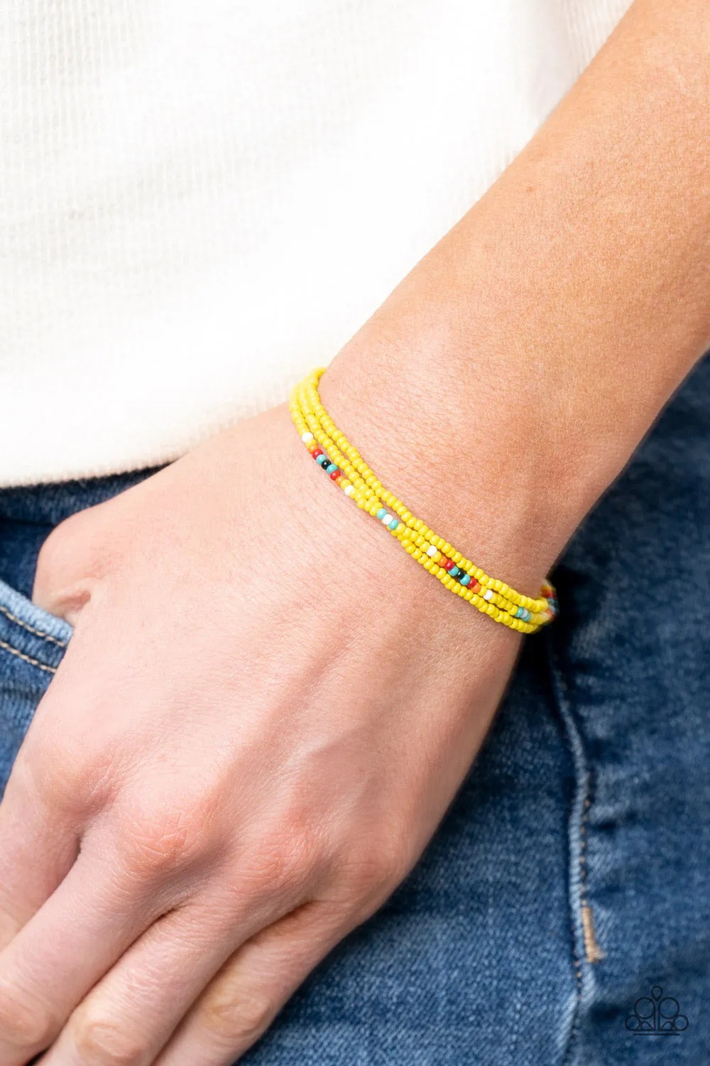 Basecamp Boyfriend - Yellow Paparazzi Bracelet