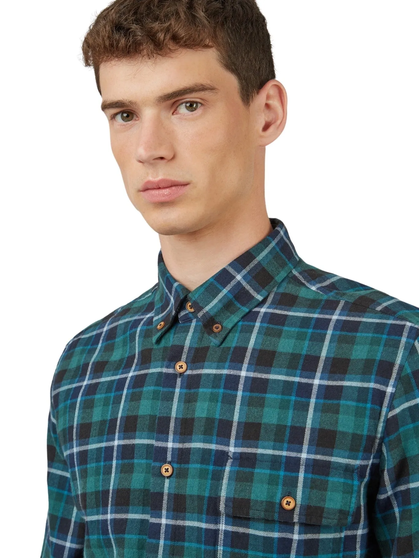 Ben Sherman Mens Brushed Plaid Check Shirt