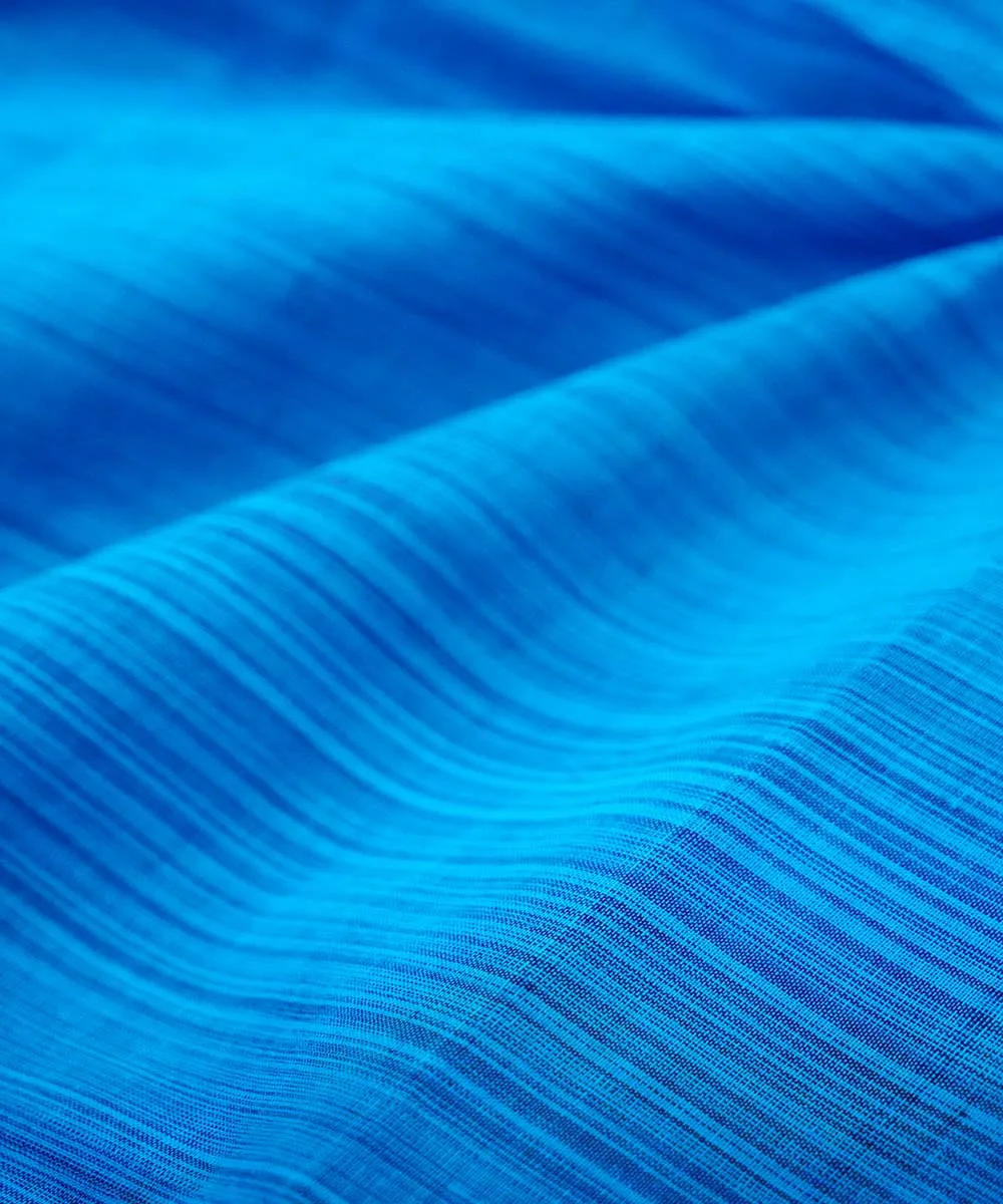 Blue handwoven cotton stripes mangalgiri fabric