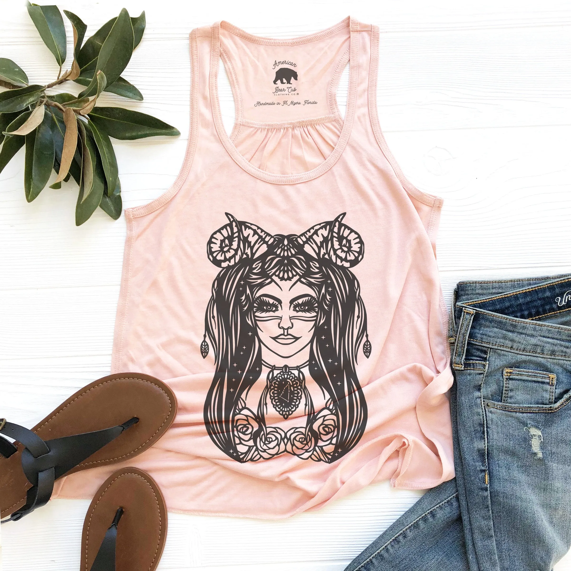 Capricorn Zodiac & Astrology flowy racerback tank tops