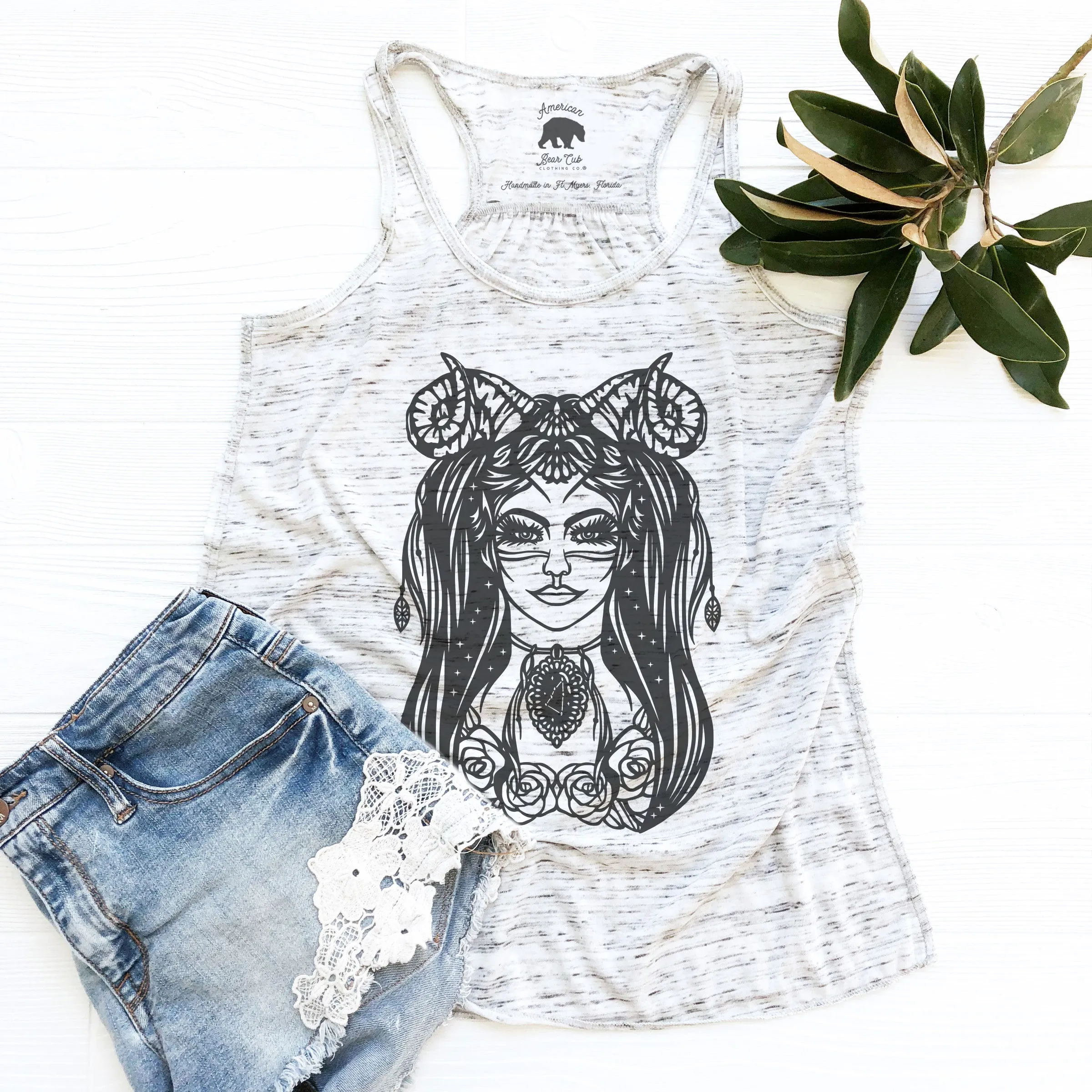 Capricorn Zodiac & Astrology flowy racerback tank tops