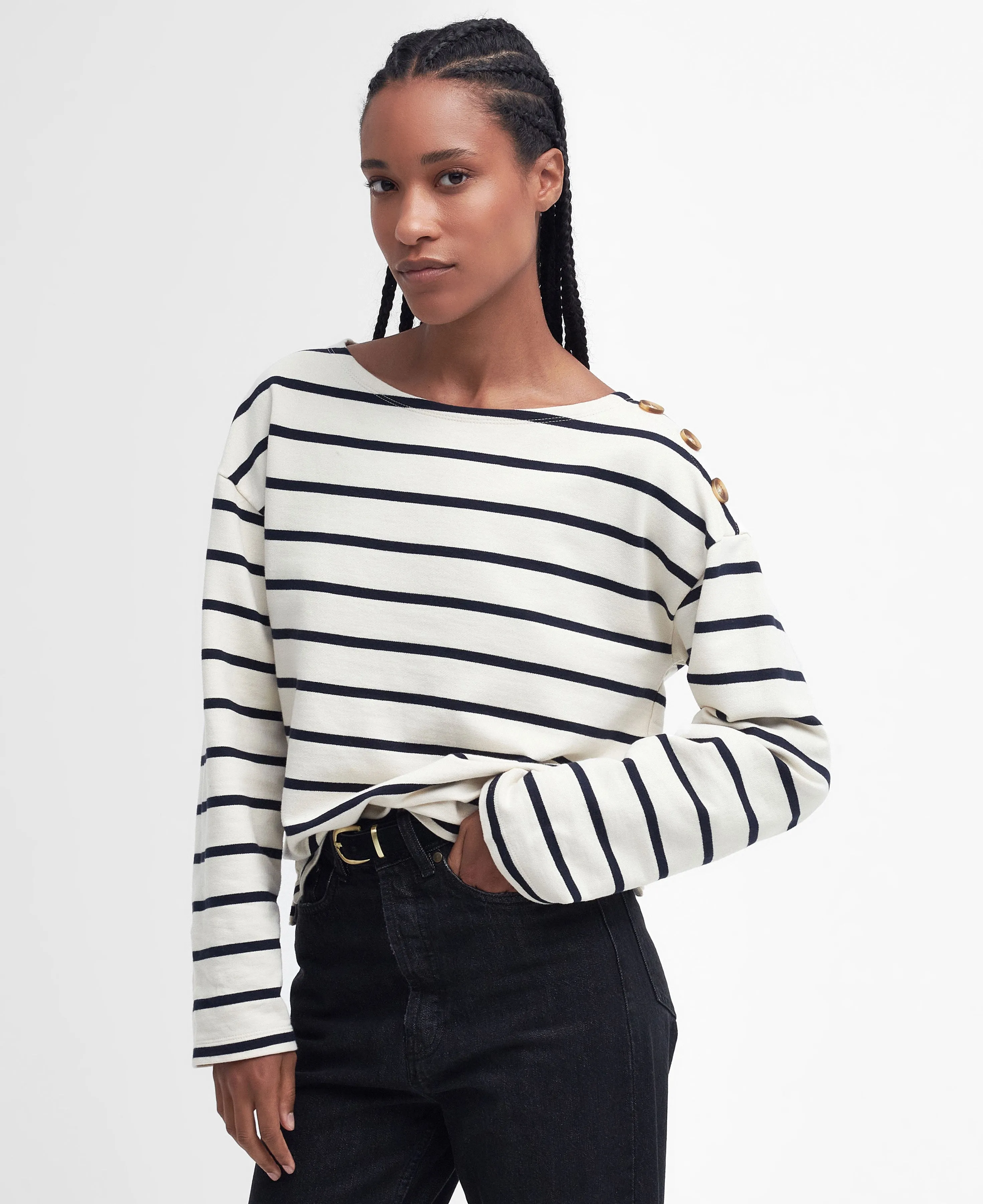 Caroline Sweatshirt - Antique White Stripe