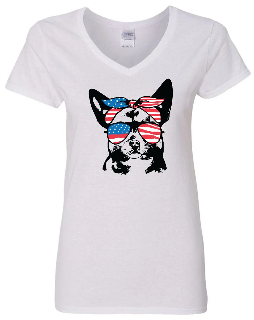 Chihuahua with Flag Bandana & Glasses Tee