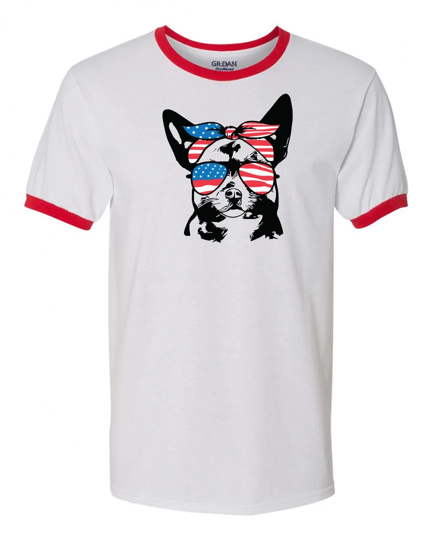 Chihuahua with Flag Bandana & Glasses Tee