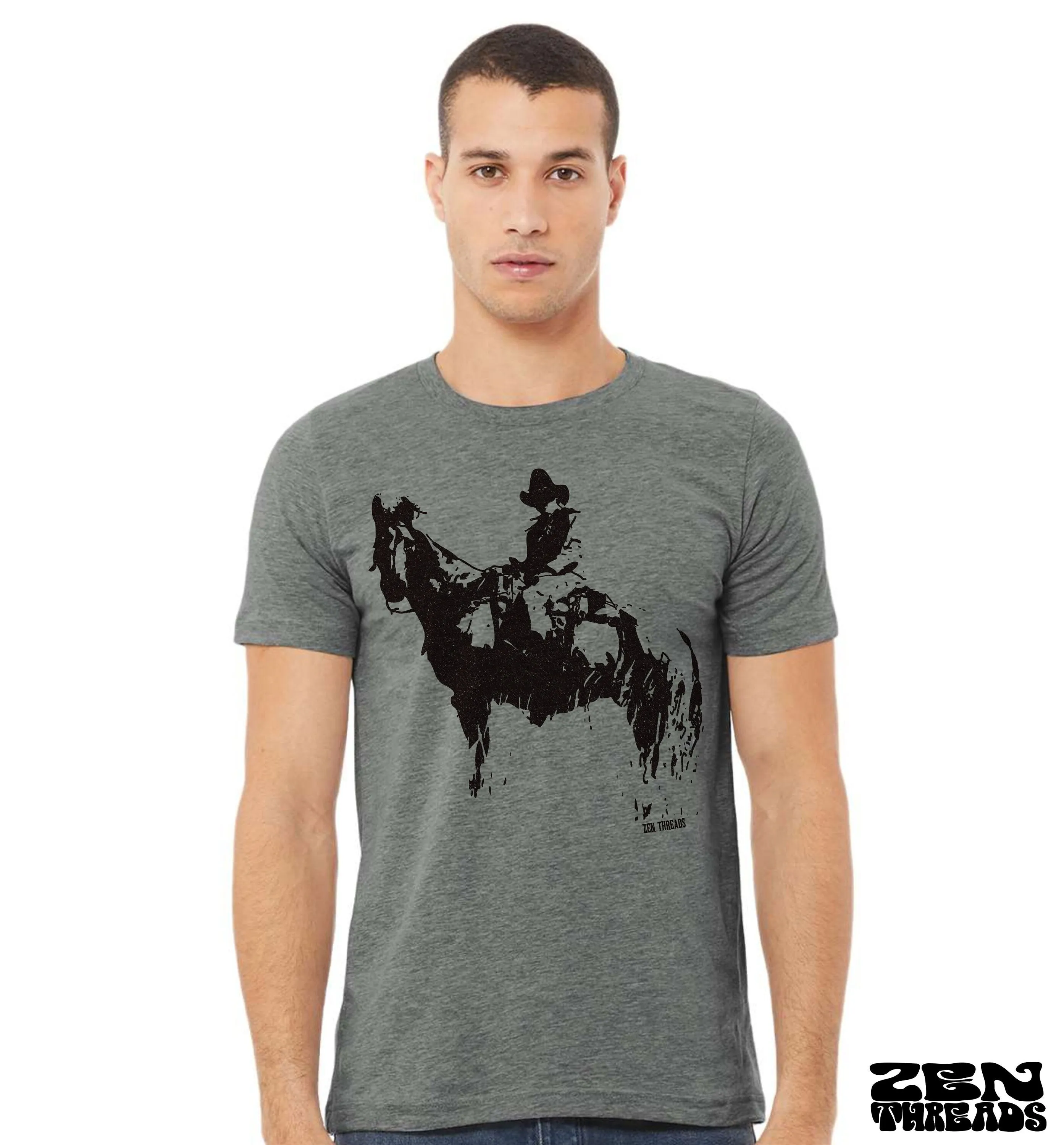 Cowboy & Horse Unisex T-Shirt - Western Design - Eco-Printed - Custom Color Options