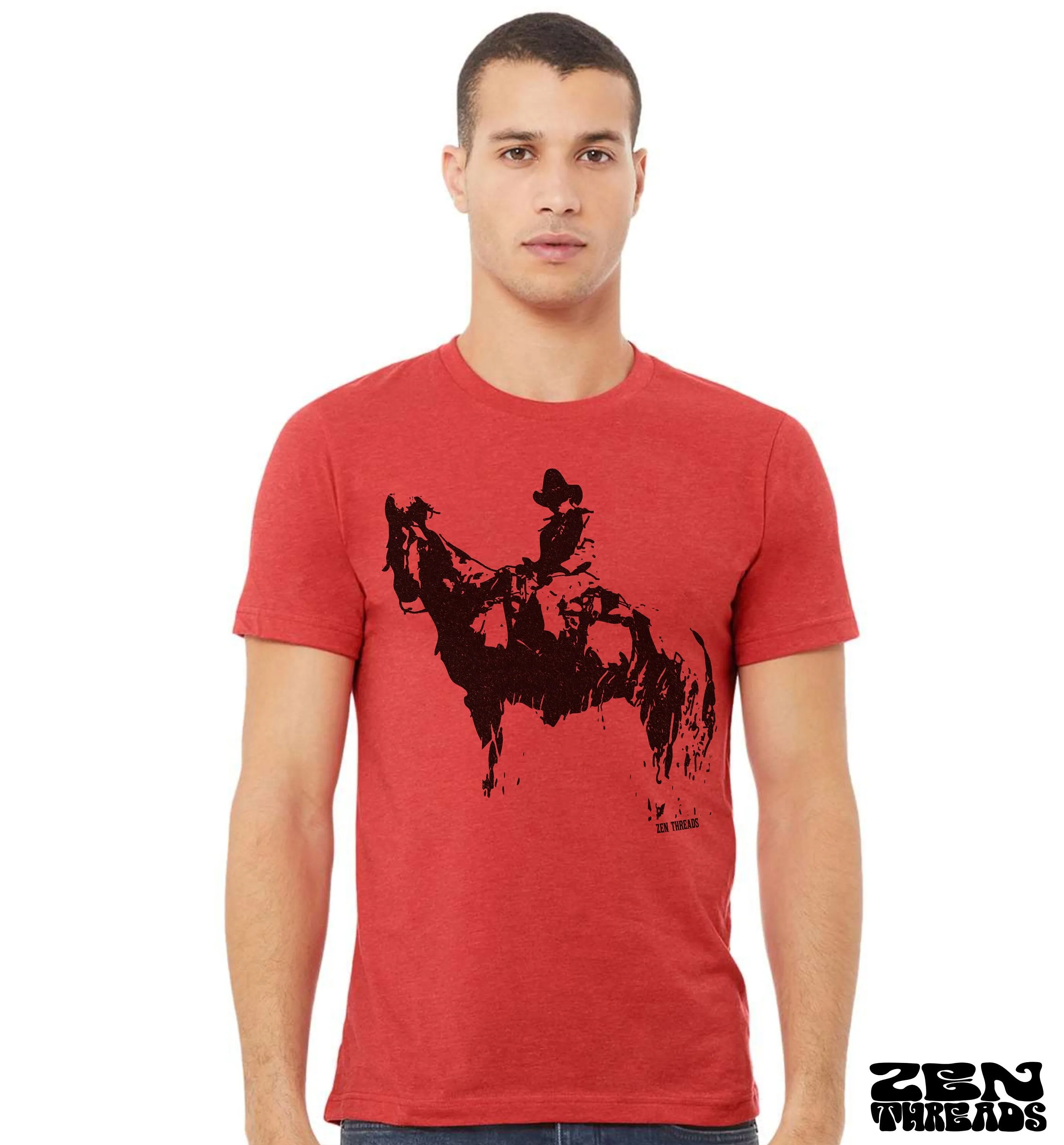 Cowboy & Horse Unisex T-Shirt - Western Design - Eco-Printed - Custom Color Options