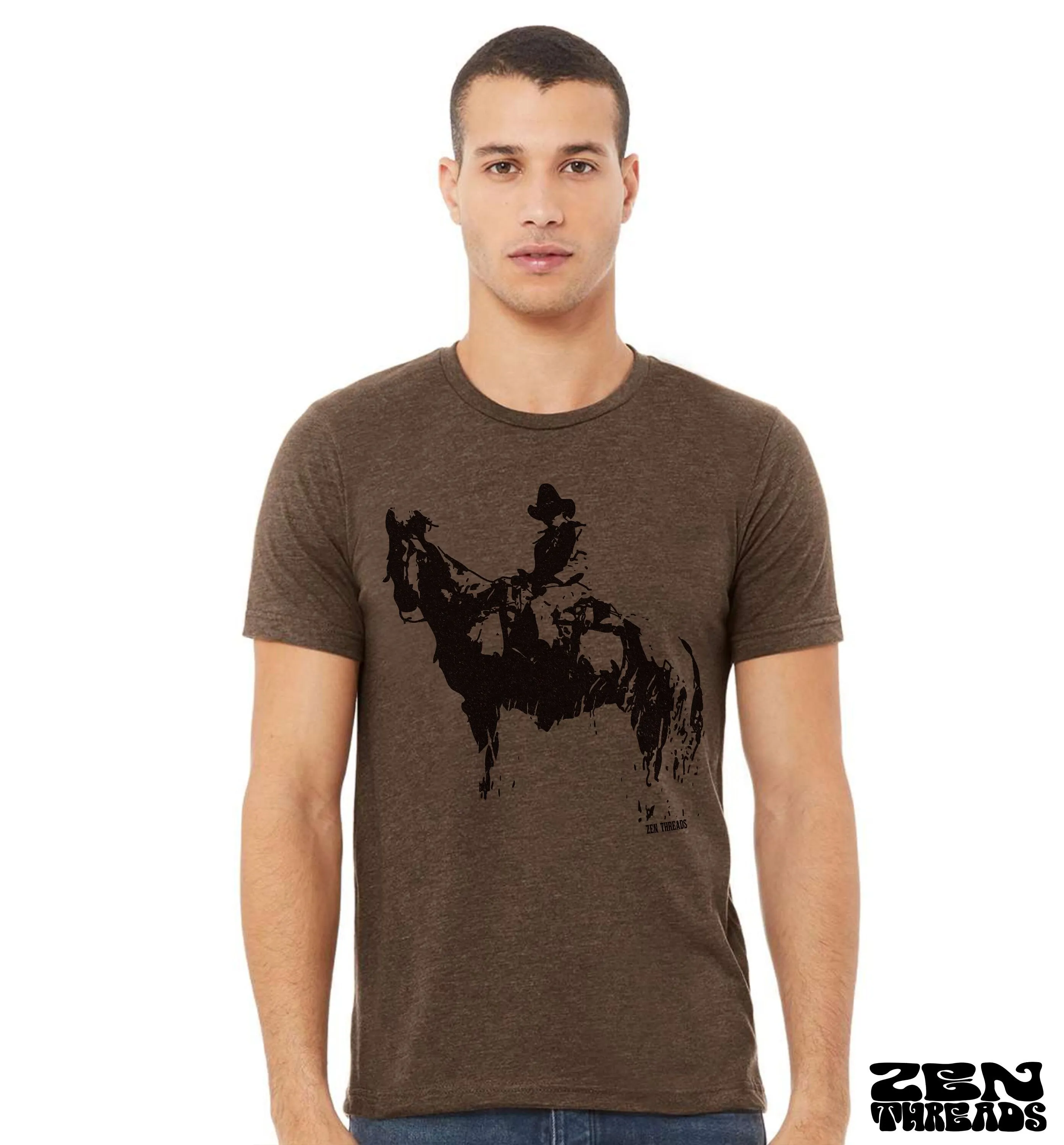 Cowboy & Horse Unisex T-Shirt - Western Design - Eco-Printed - Custom Color Options