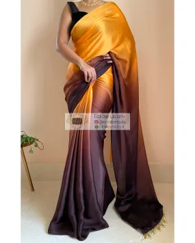 Desert Dreams Ombré Crepe Silk Saree With Handmade Tassels on Pallu