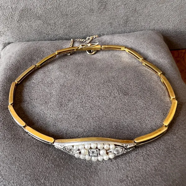 Edwardian Diamond & Pearl Bracelet