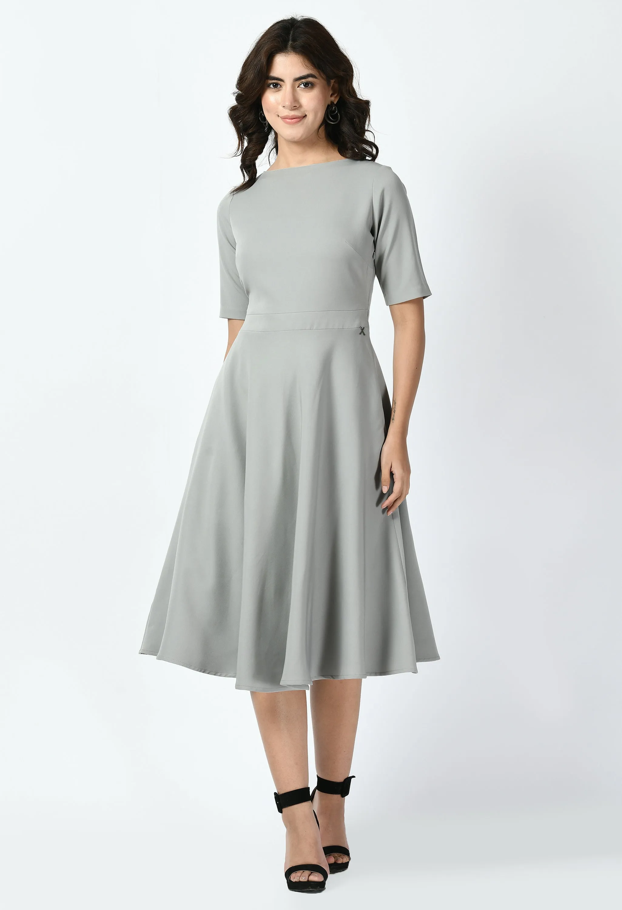 Exude Epitome Classic A-line Dress (Grey)