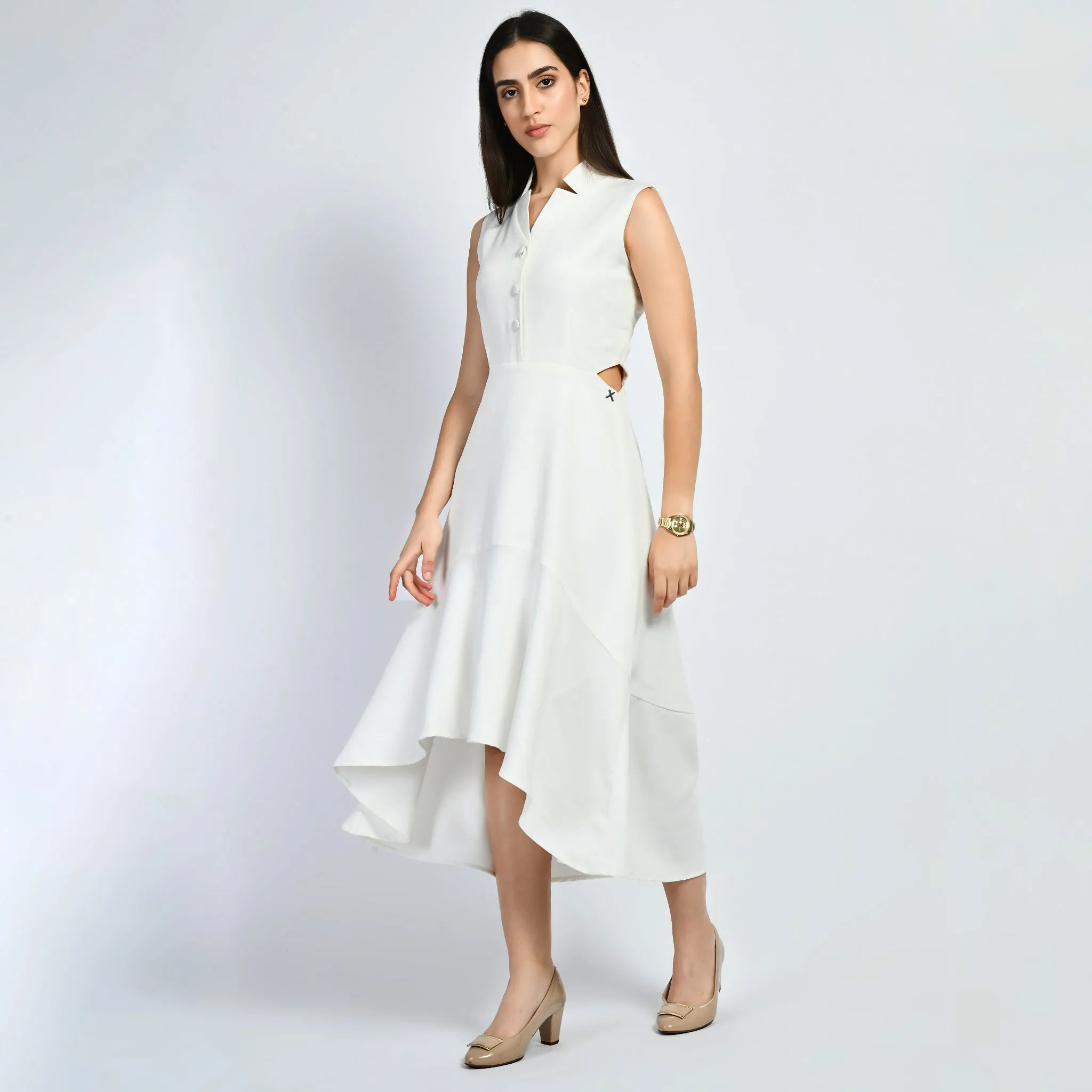 Exude Vivacity Cut-out Maxi Dress (White)