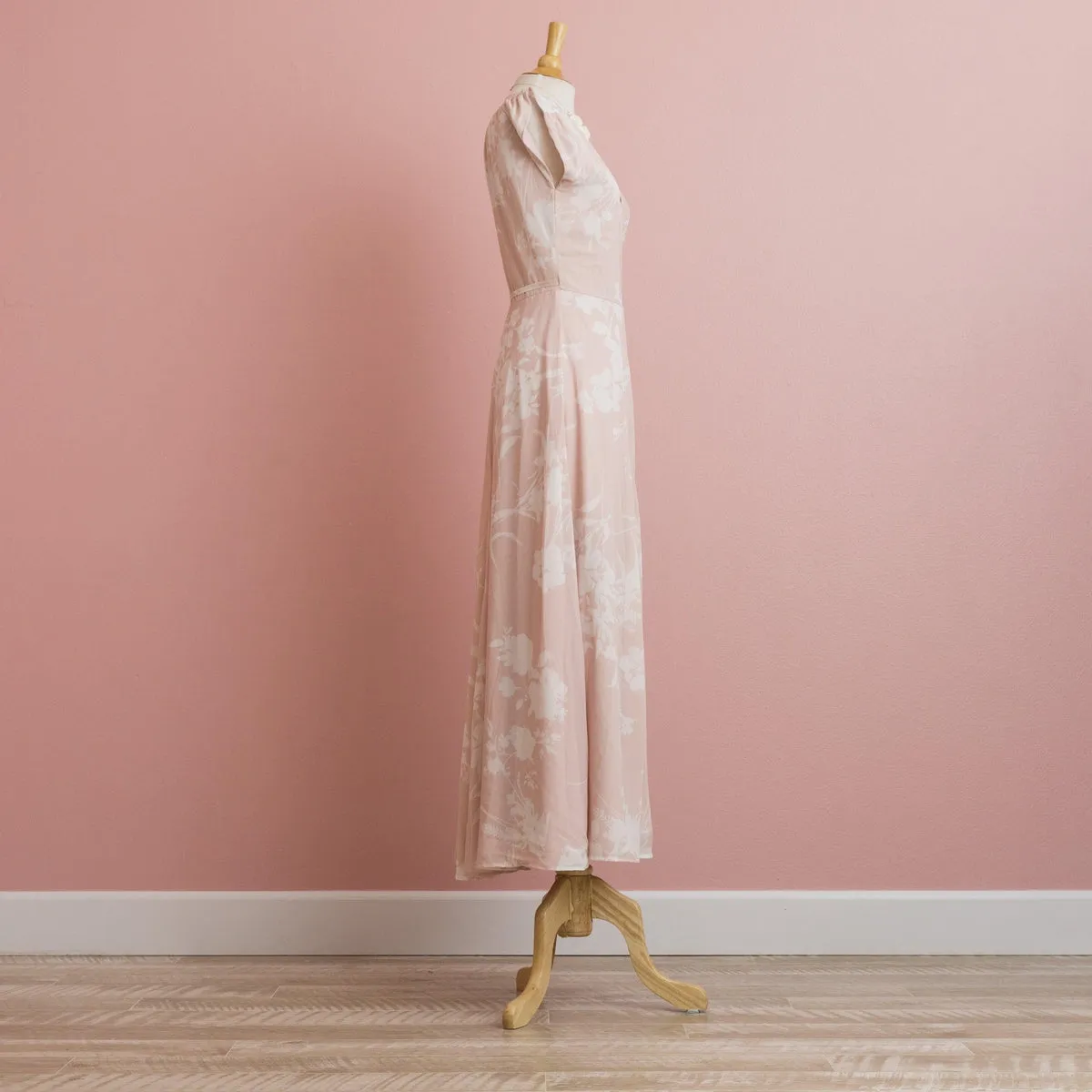 Floral Print Wrap Dress | Beige Pink