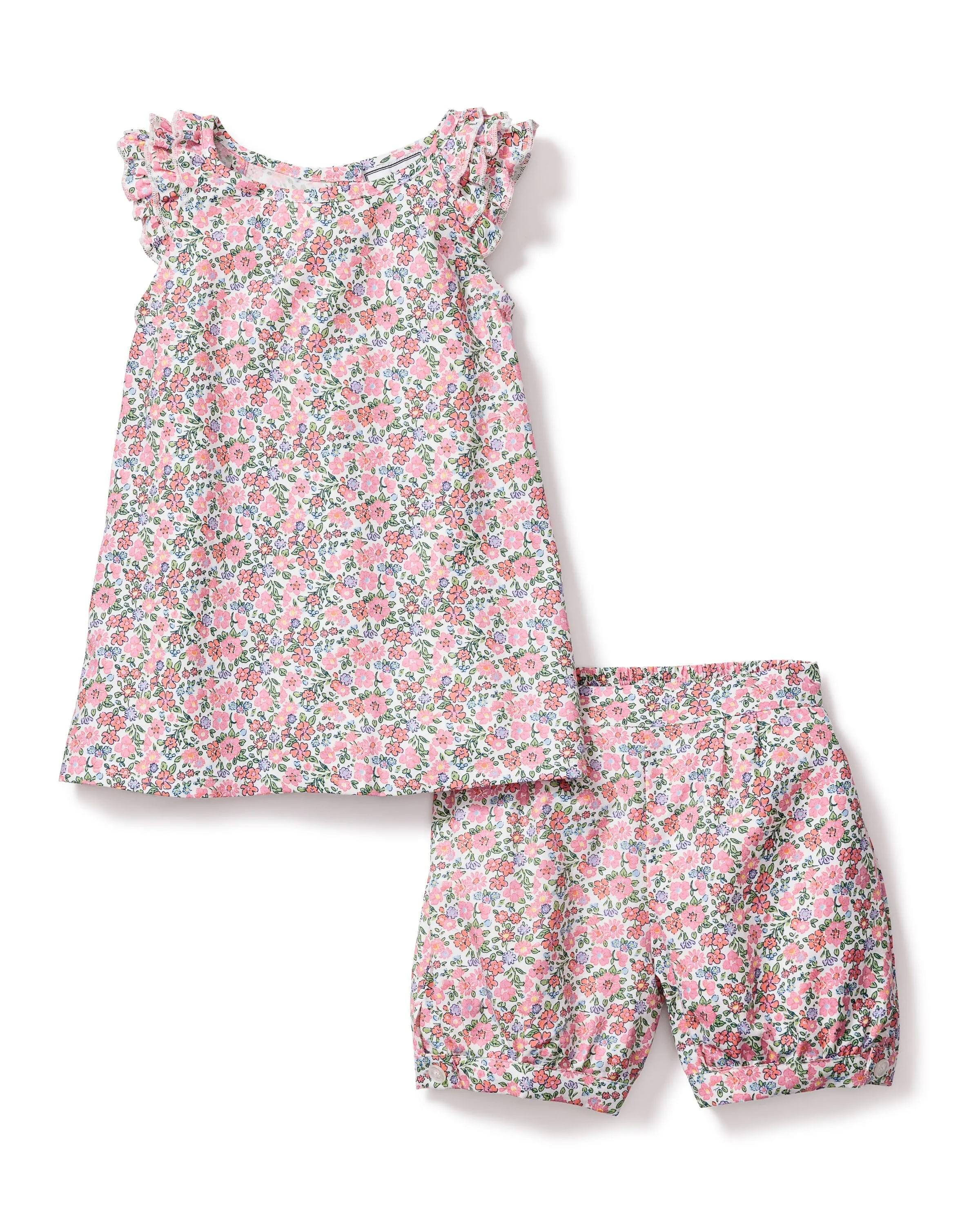 Girl's Twill Amelie Short Set | Fleurs de Rose