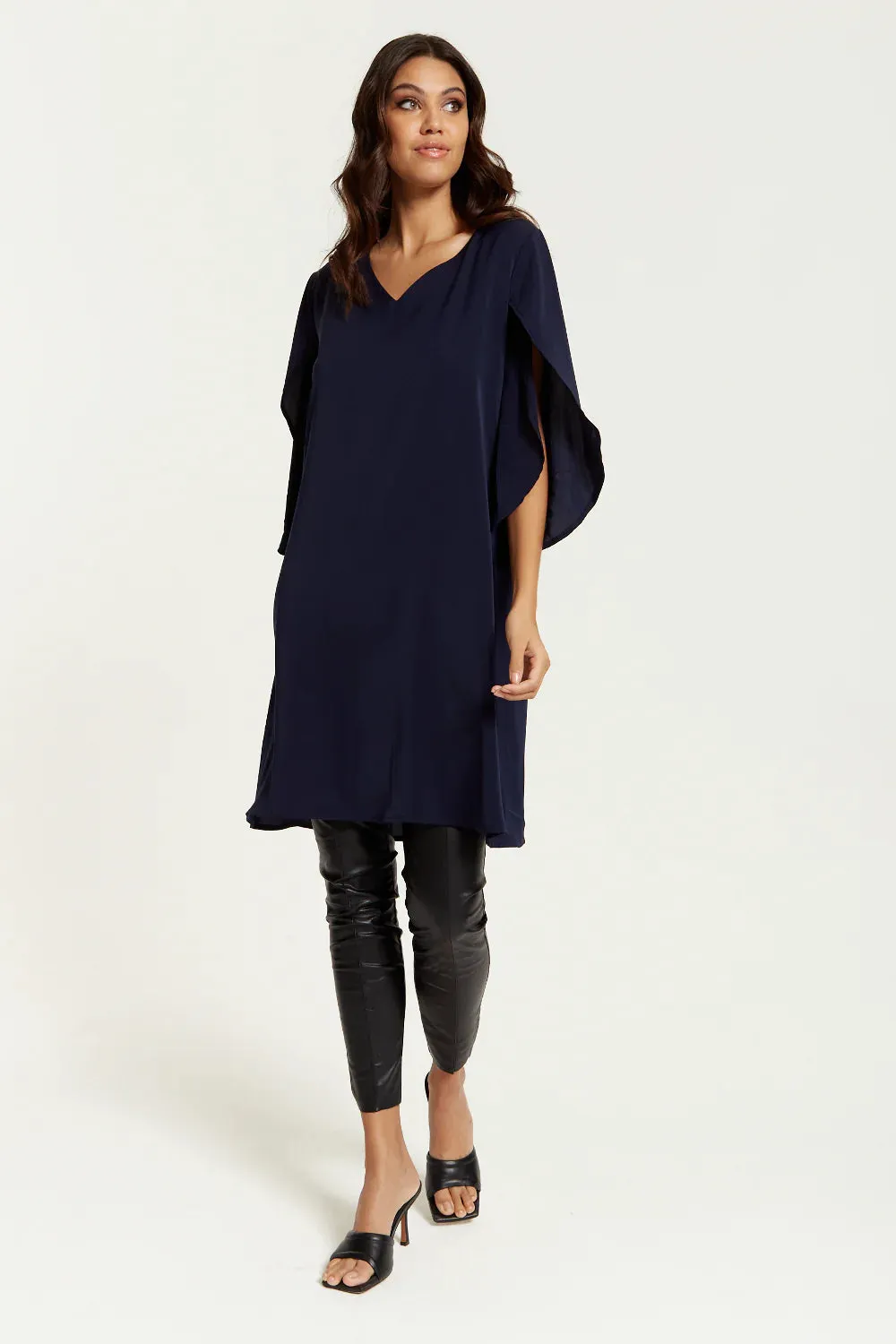 Hoxton Gal Oversized V Neck Tunic With Split Sleeves