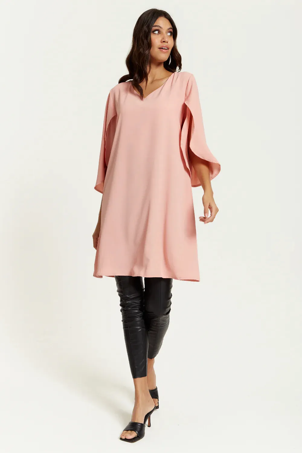 Hoxton Gal Oversized V Neck Tunic With Split Sleeves