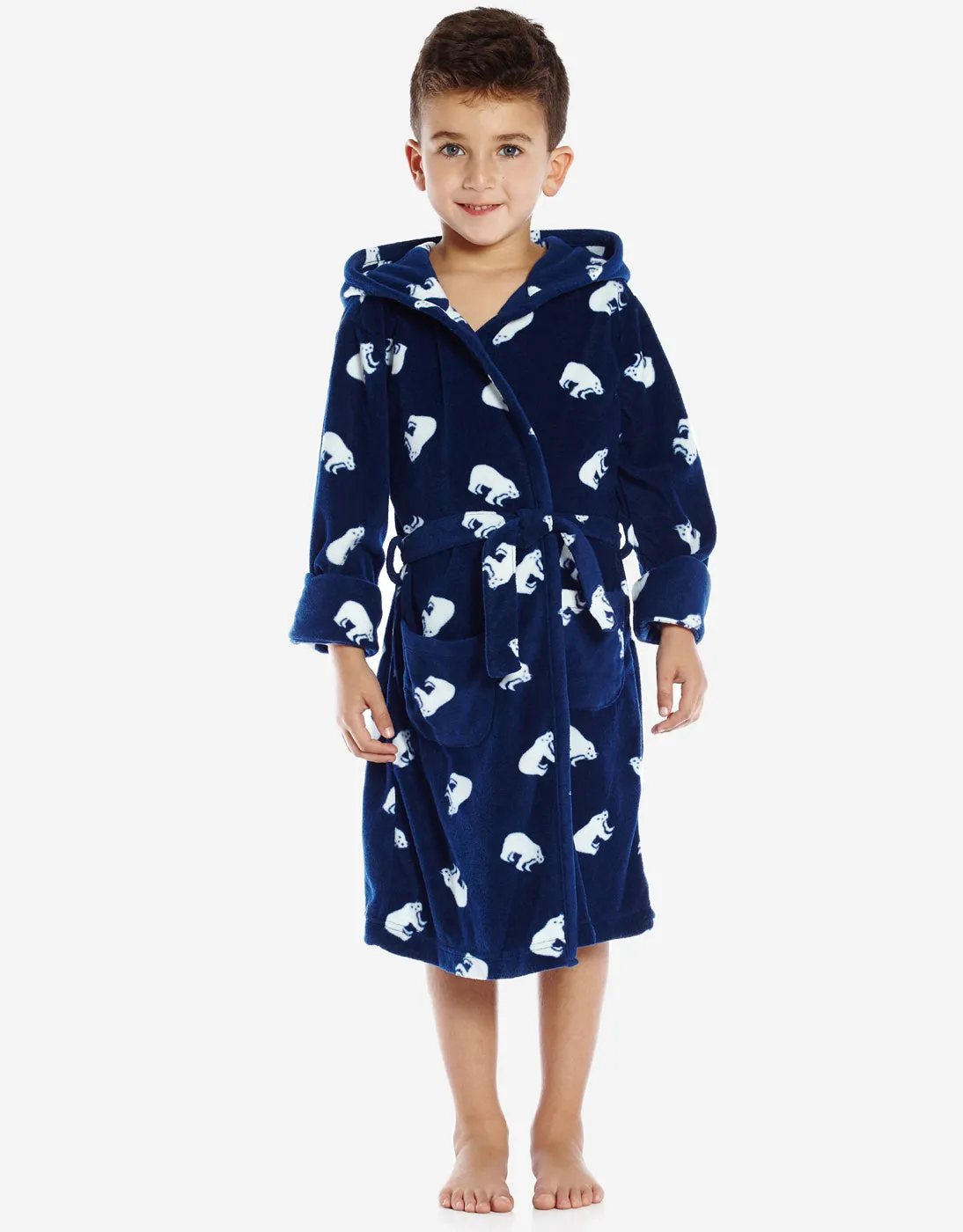 Kids Fleece Hooded Polar Bear Robe