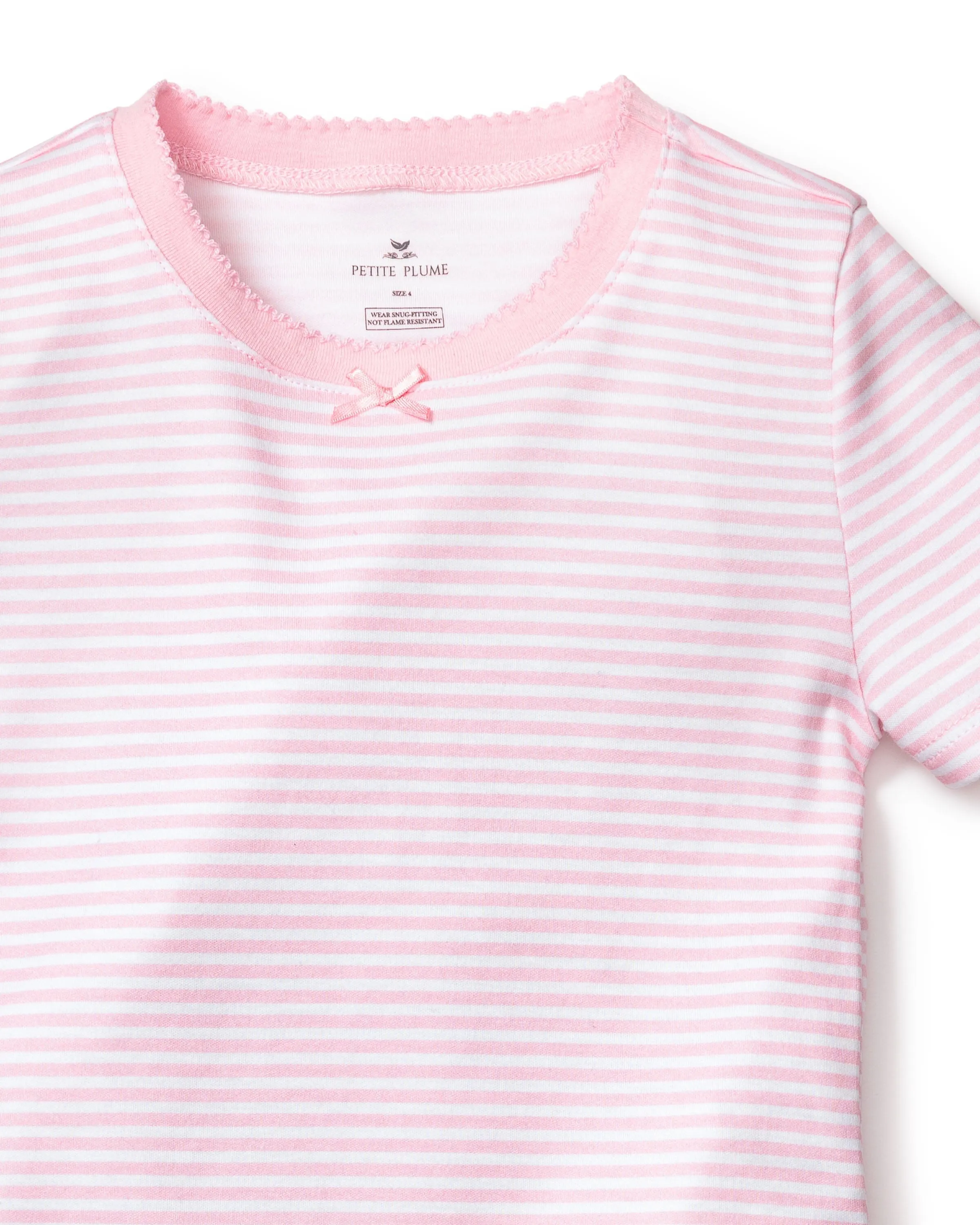 Kid's Pima Snug Fit Pajama Short Set | Pink Stripes