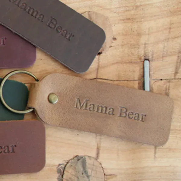 Mama Bear Light Oak Encouragement Keyring