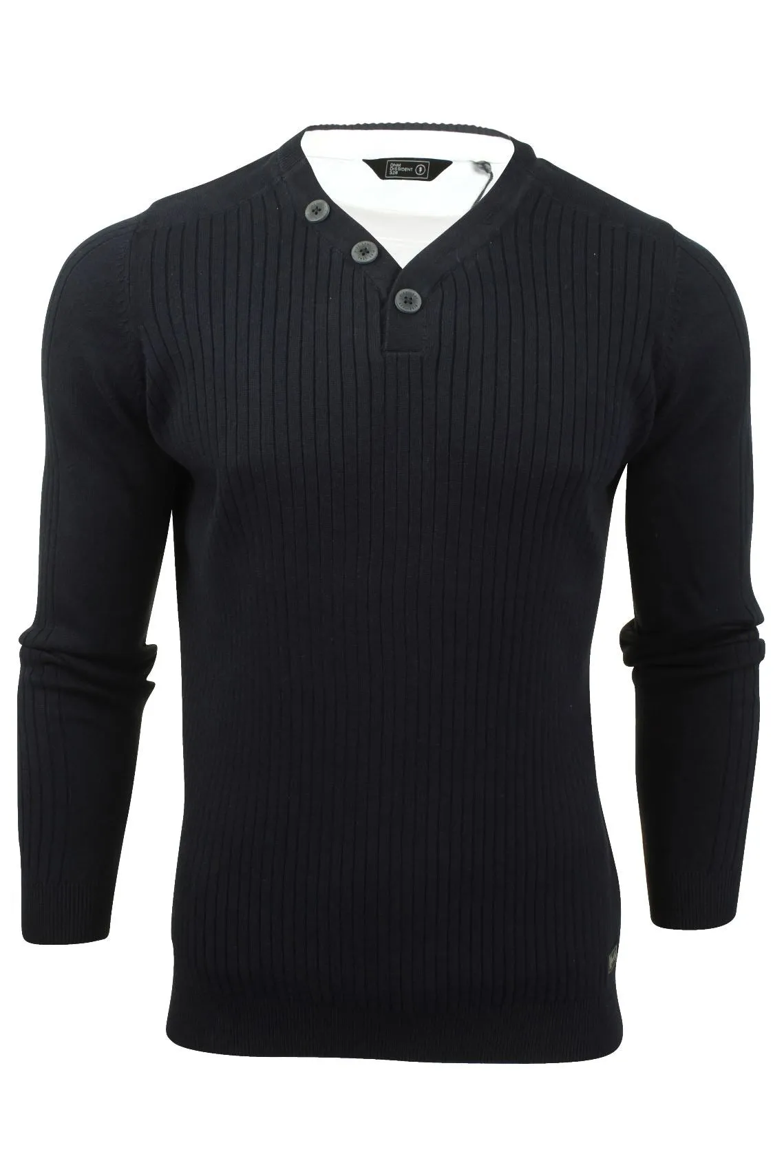 Mens Dissident Ribbed Jumper with Mock T Shirt