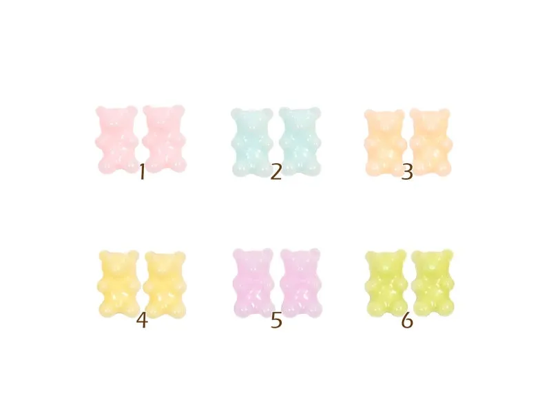 Mini Pastel Gummy Bear Candy Nail Art Cabochons - 5 pcs