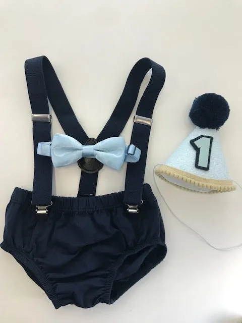 Navy & Powder Blue Cake Smash Outfit