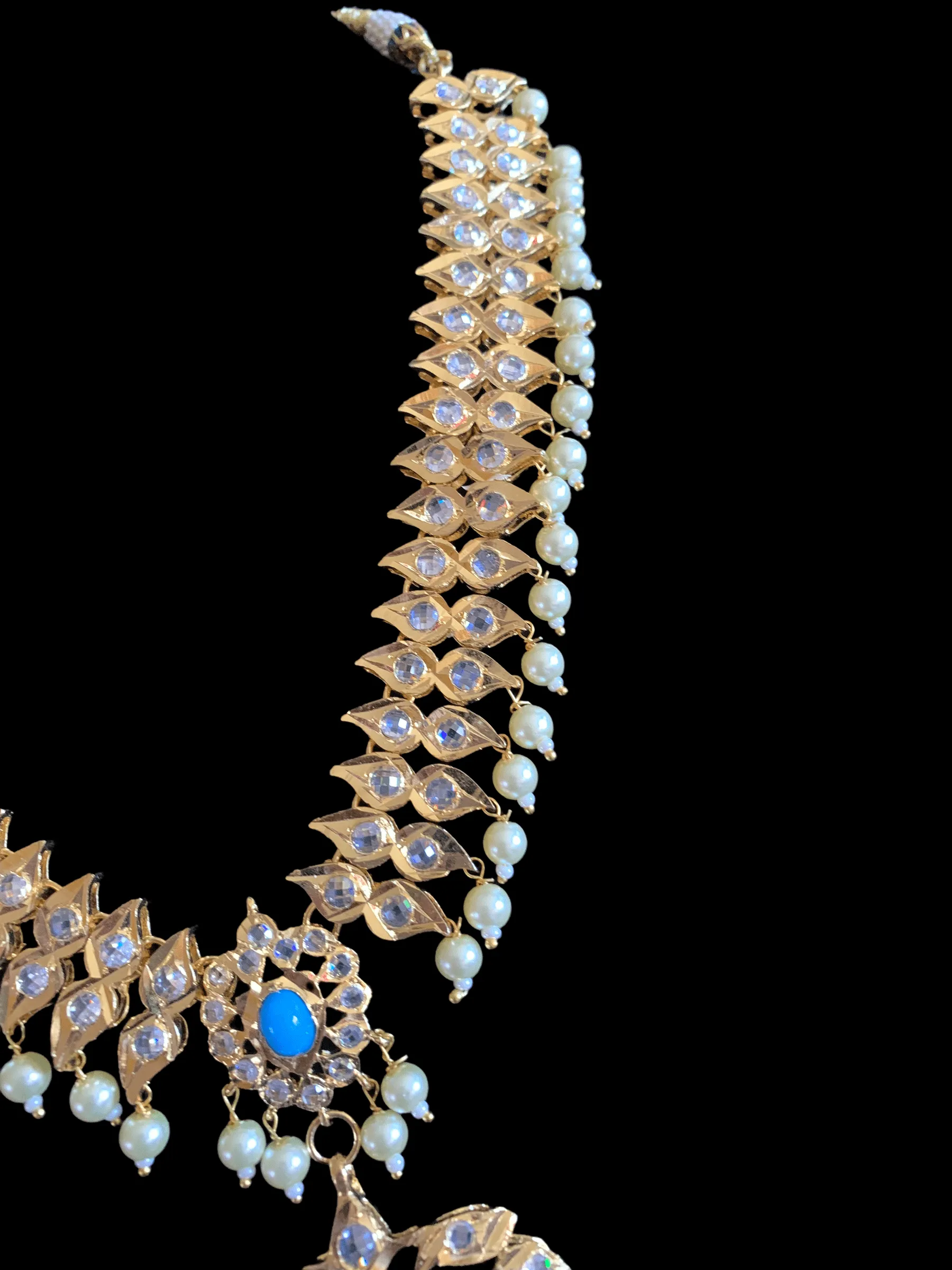 NS206 Ila nizami mango style bridal necklace with earrings in turquoise  ( READY TO SHIP  )