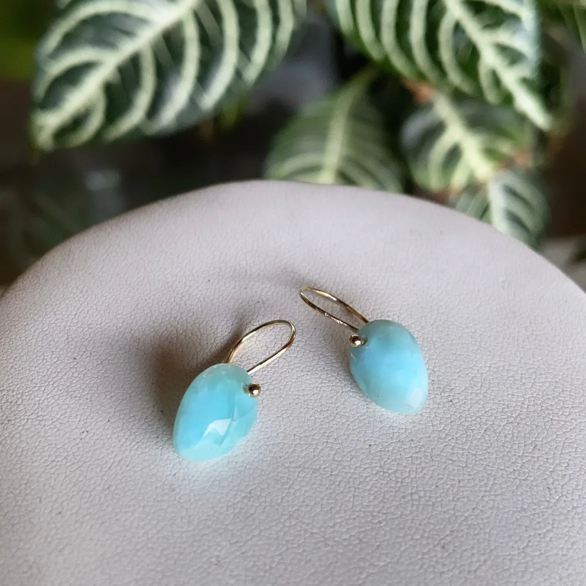 Petite pointed larimar earrings