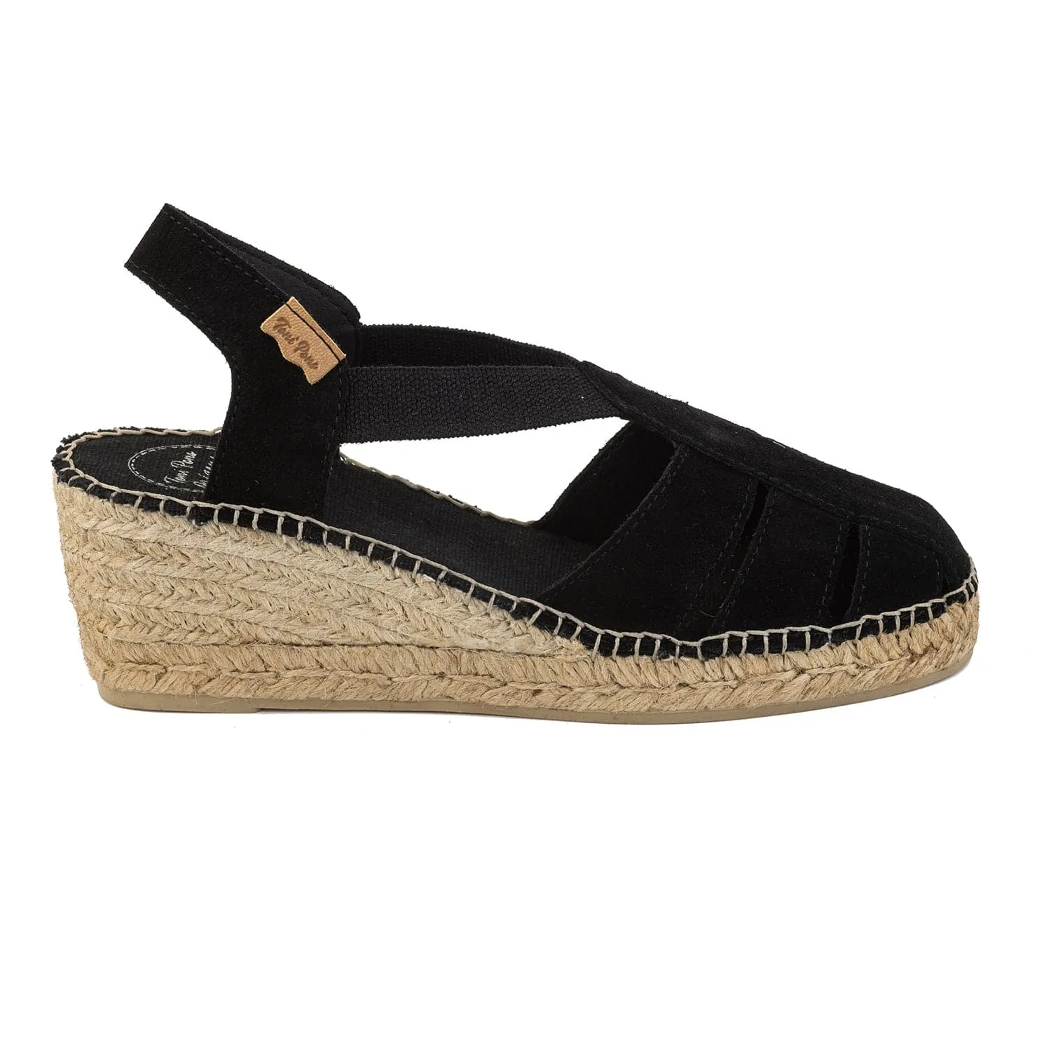 Plain Suede Leather Wedge Espadrille for Women - Trapa