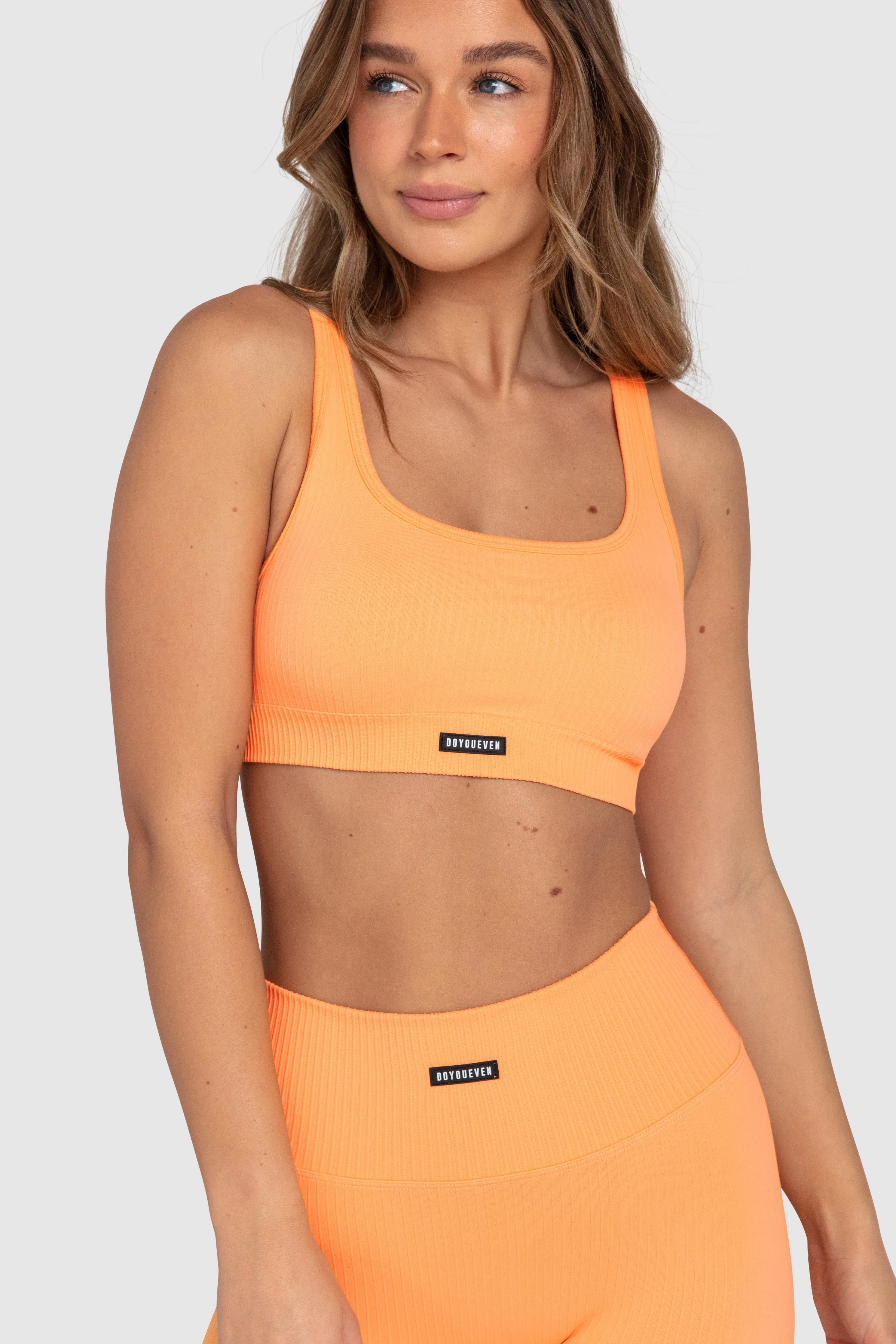 Ribbed Seamless Crop - Mango Orange