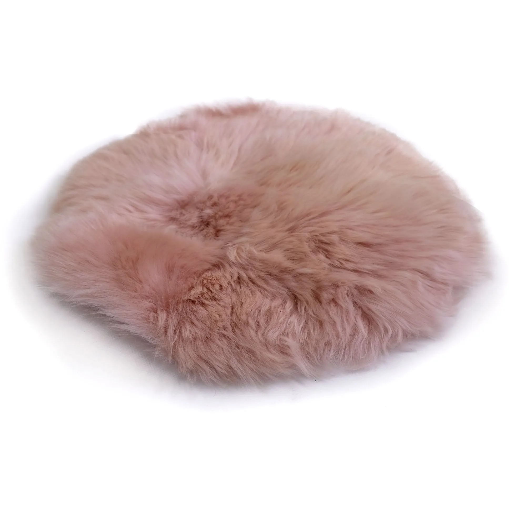 Round Chair Mat Long Wool - Pink - 37cm Diameter - Australian Merino Sheepskin