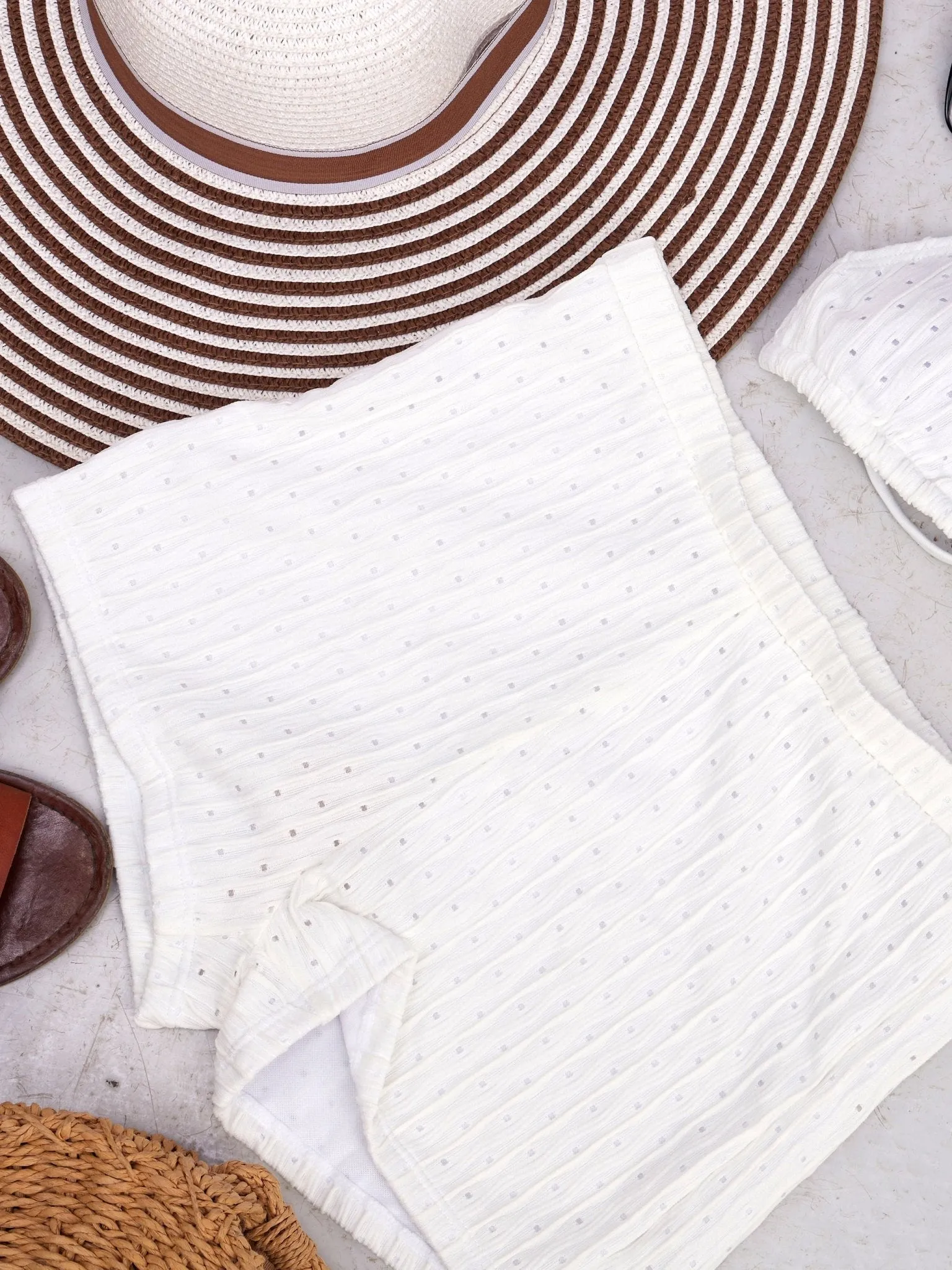 Sayuri Textured Bikini Top and Shorts - White