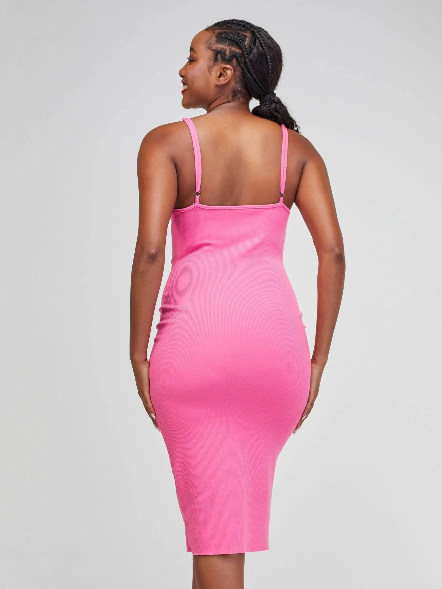 Tausi Ribbed Dress - Pink