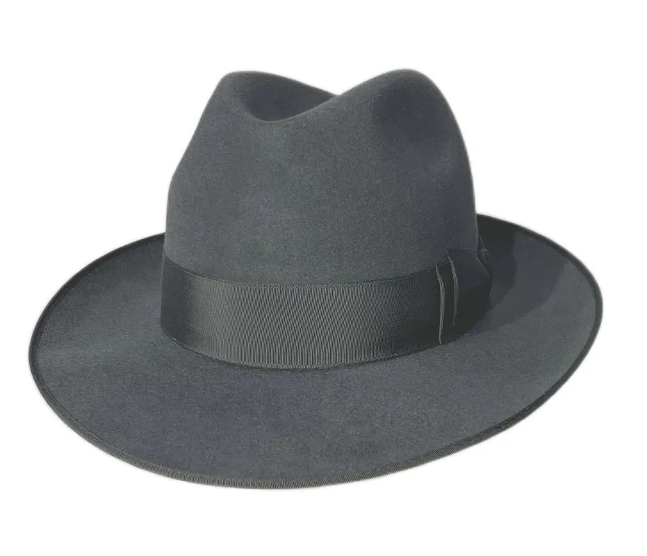 Mens Premium Tonak Fedora Hat - Velour Finish, Traditional Dark Grey