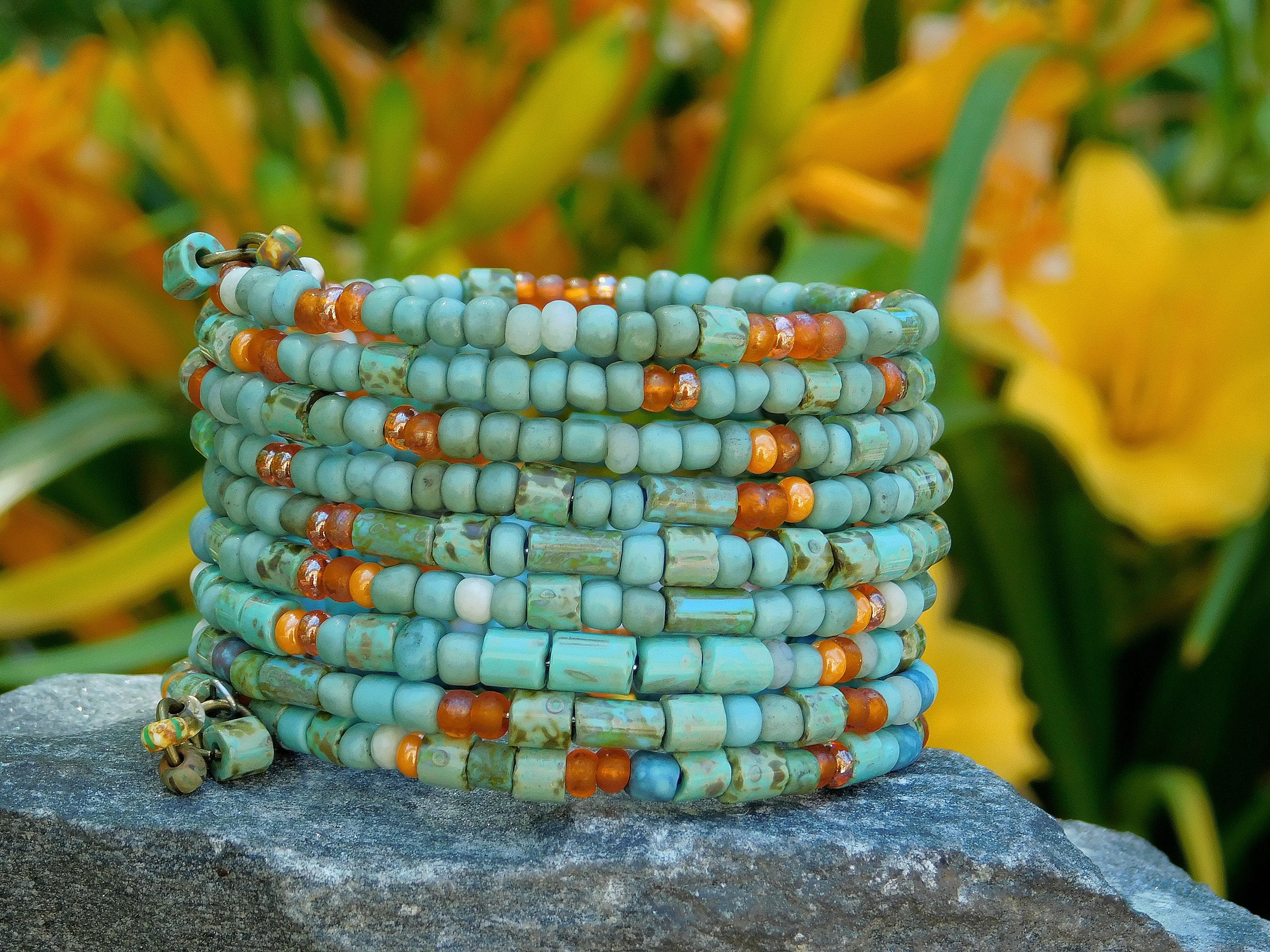 Turquoise and Fall Harvest Picasso Bangle