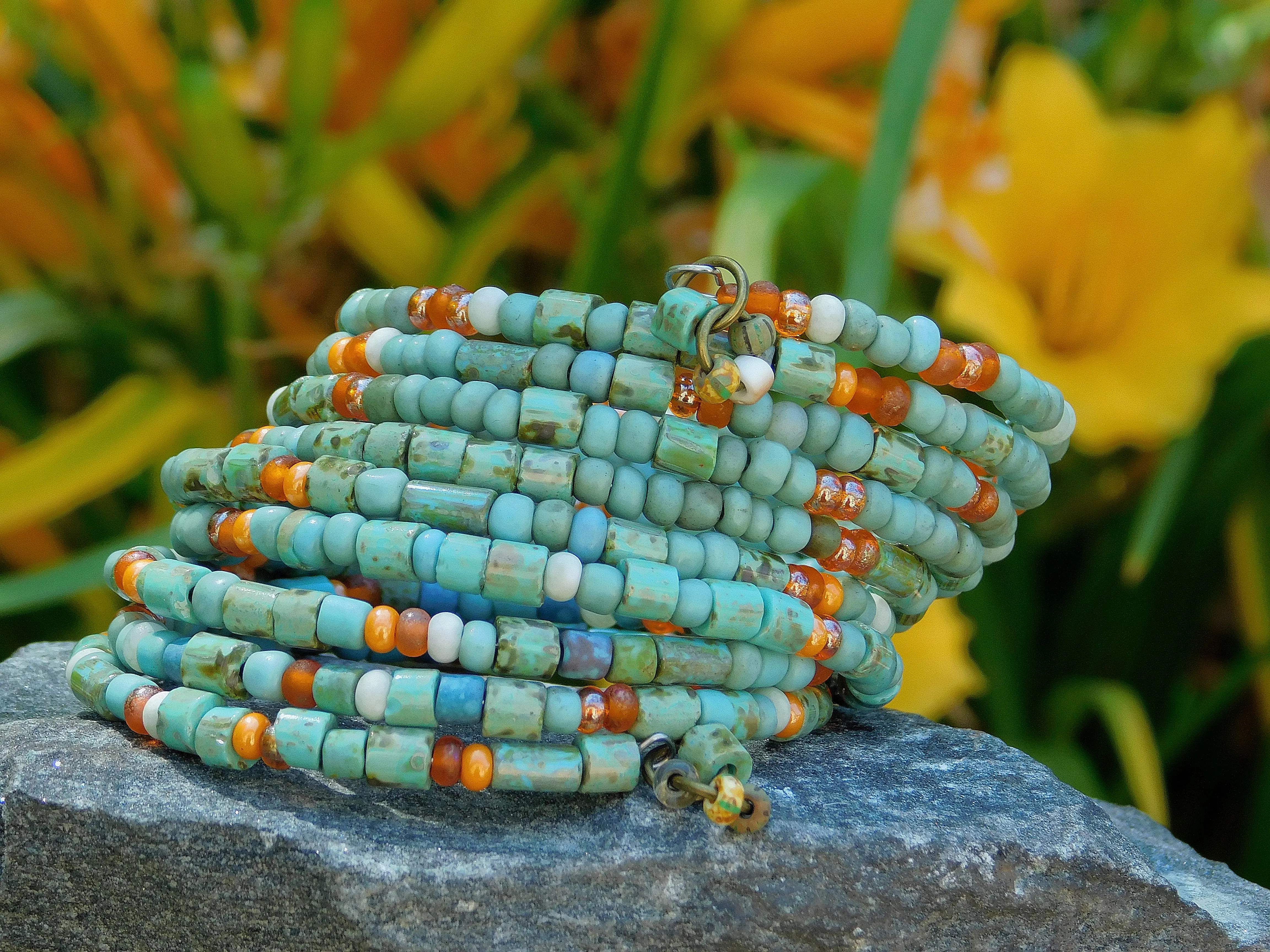 Turquoise and Fall Harvest Picasso Bangle