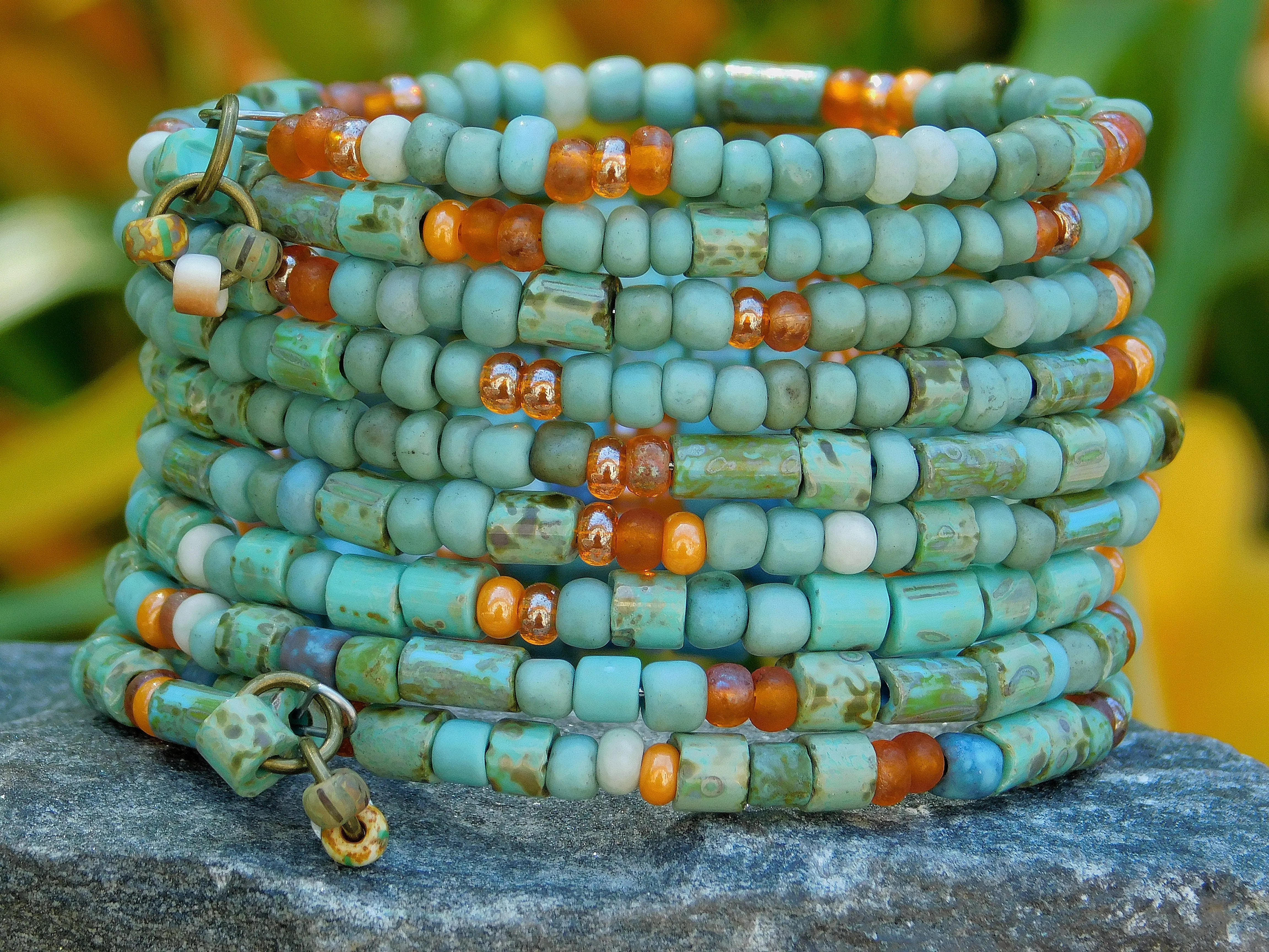 Turquoise and Fall Harvest Picasso Bangle