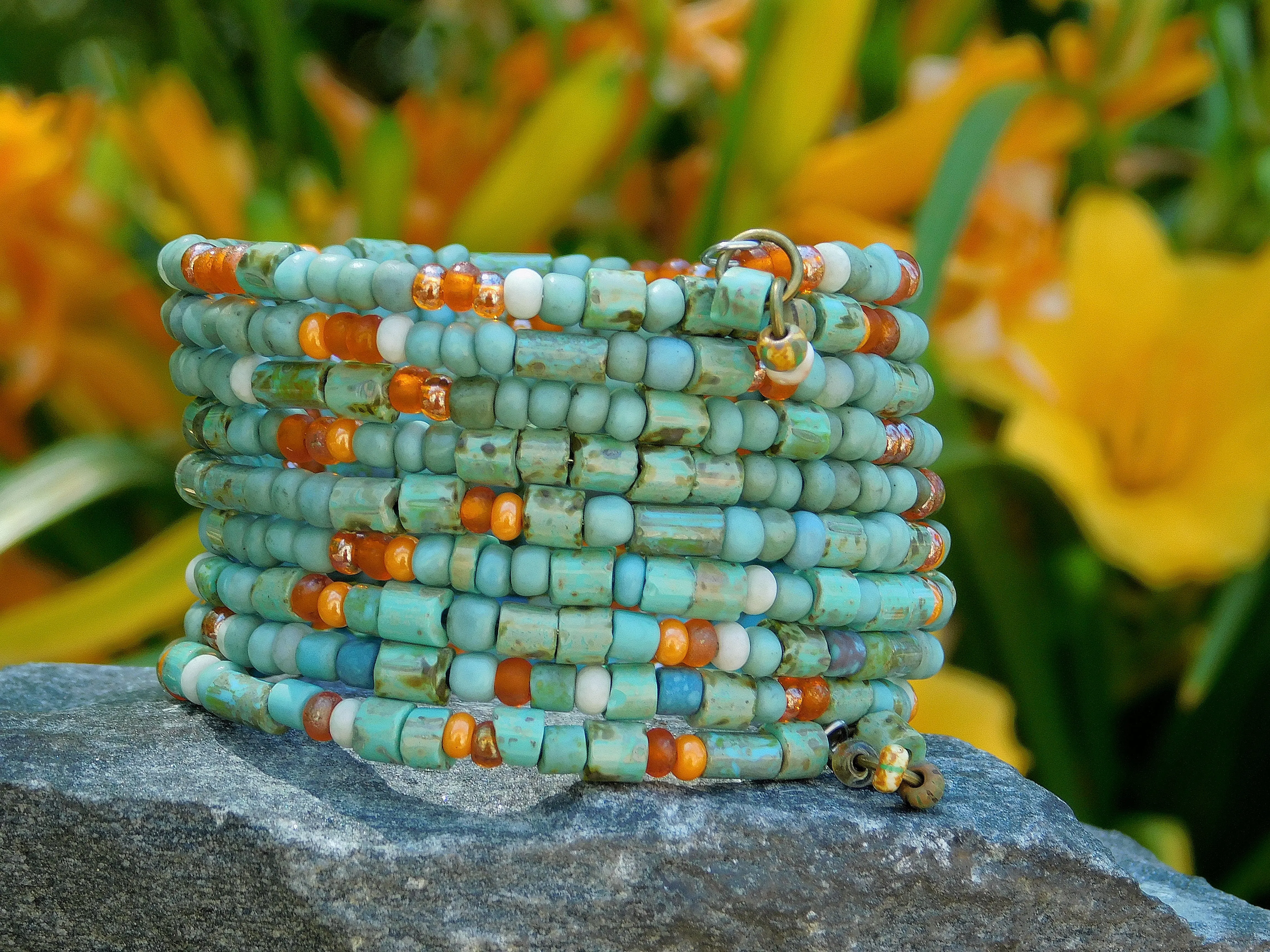 Turquoise and Fall Harvest Picasso Bangle