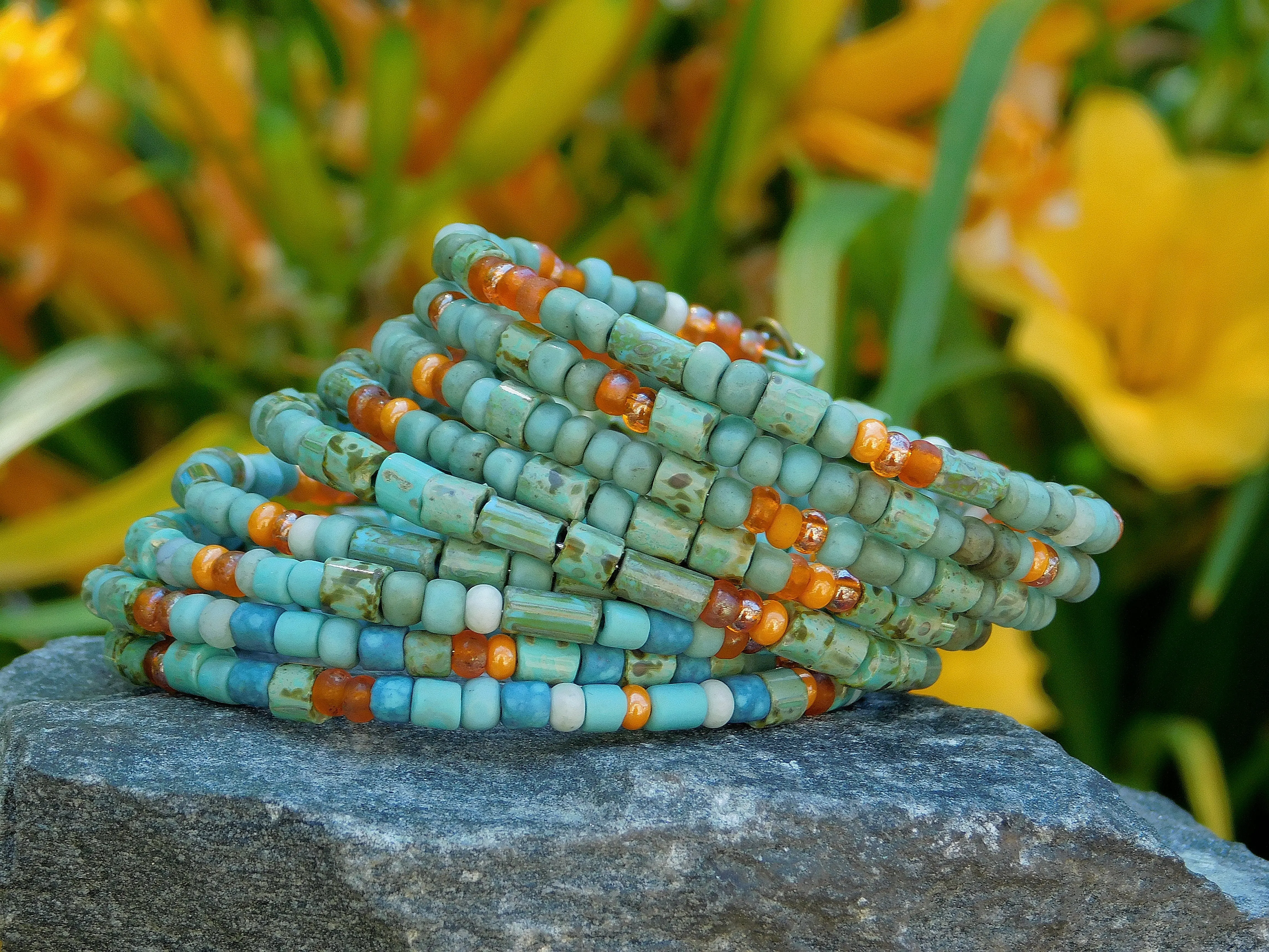 Turquoise and Fall Harvest Picasso Bangle