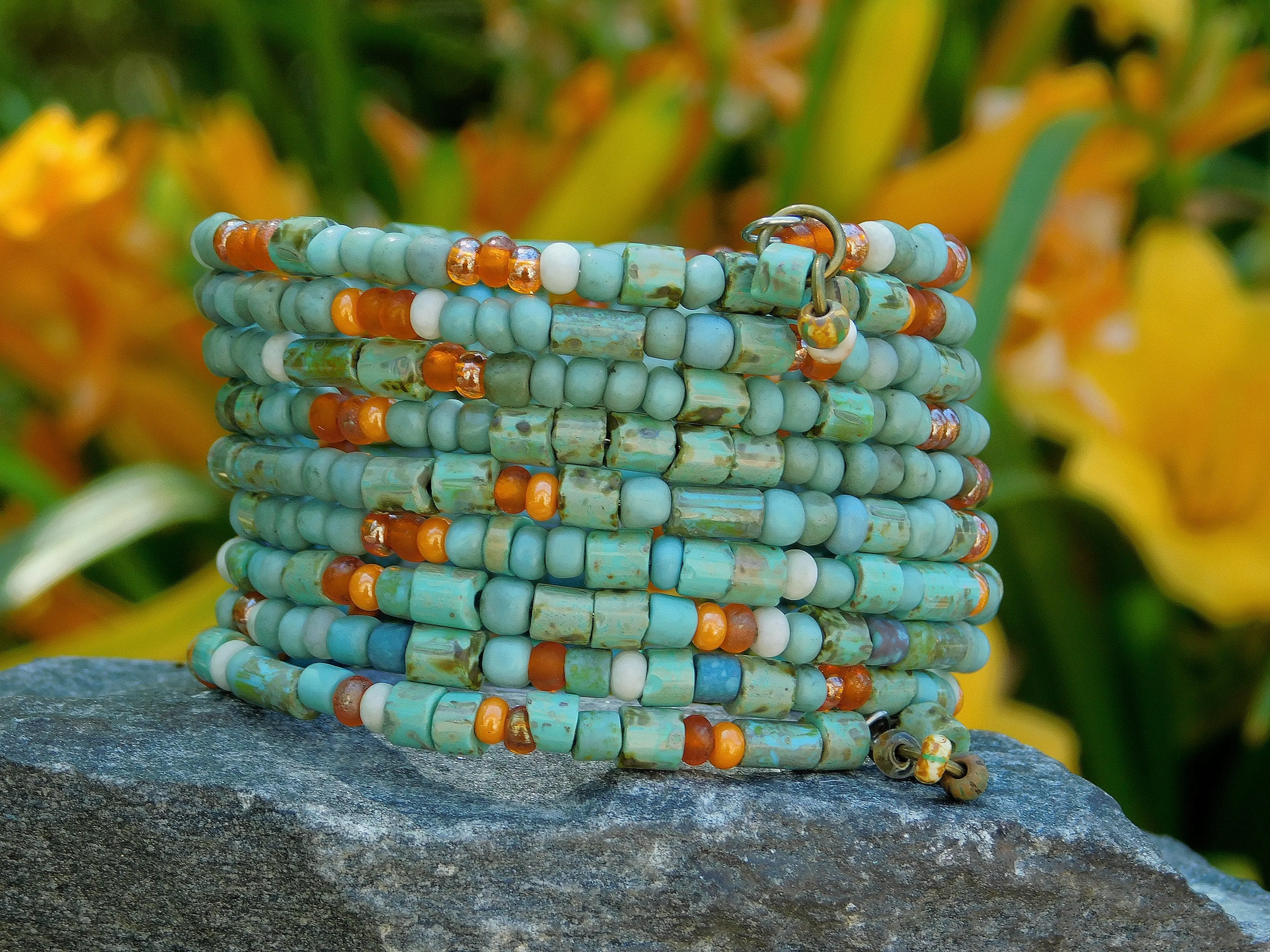 Turquoise and Fall Harvest Picasso Bangle