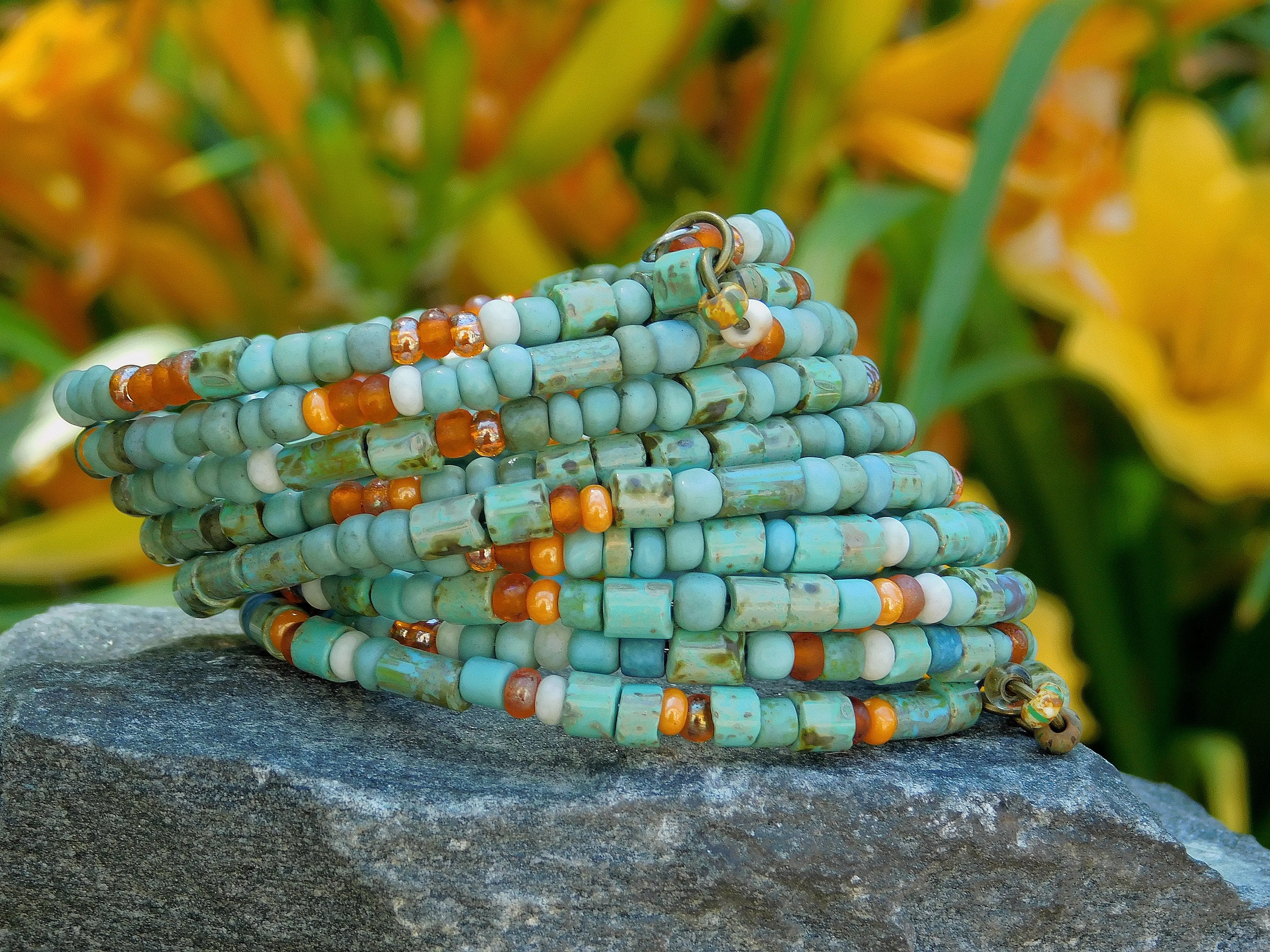 Turquoise and Fall Harvest Picasso Bangle