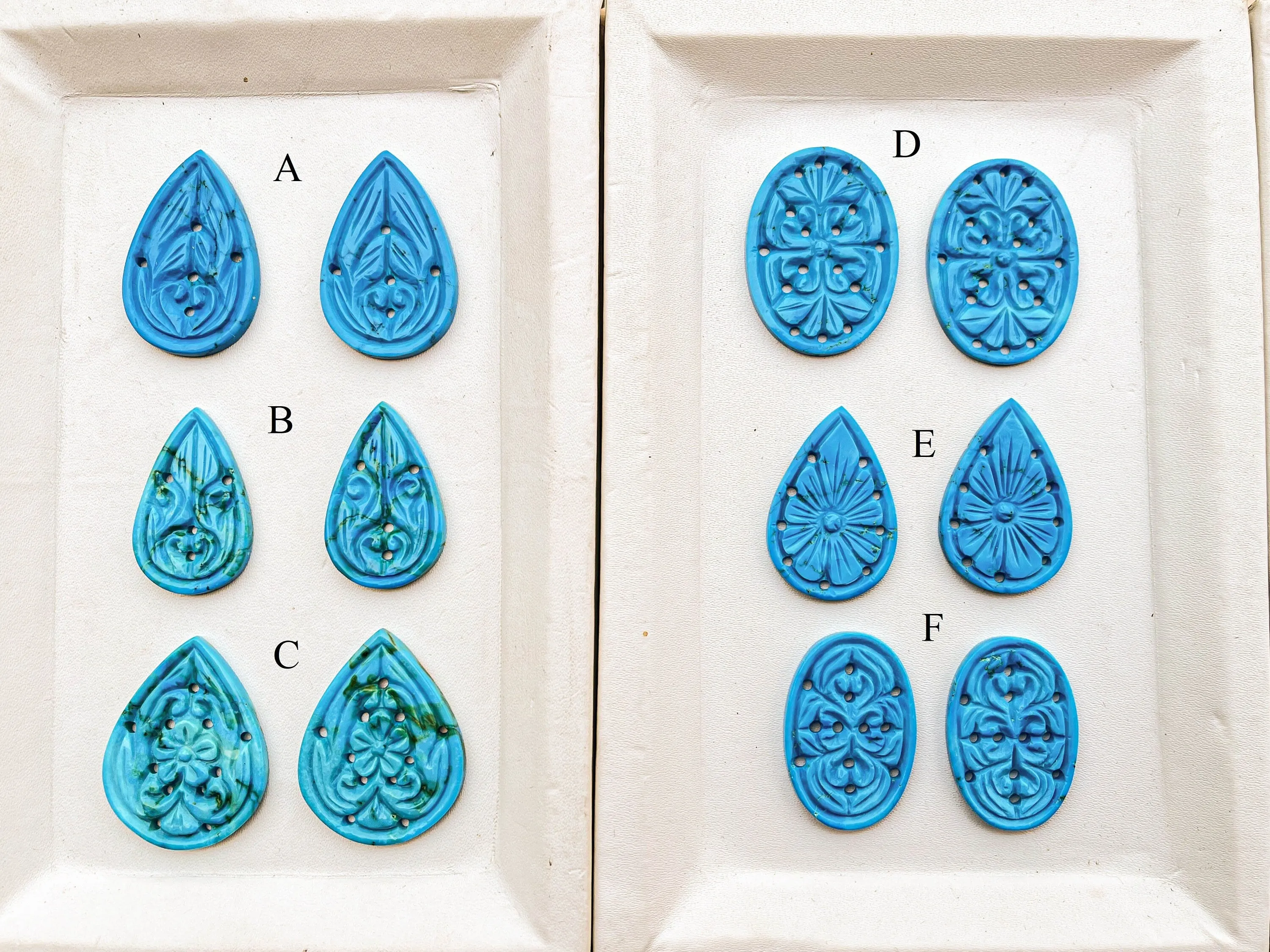 Turquoise Window Carving Pairs, Turquoise Gemstone, Turquoise Carving for Jewelry making